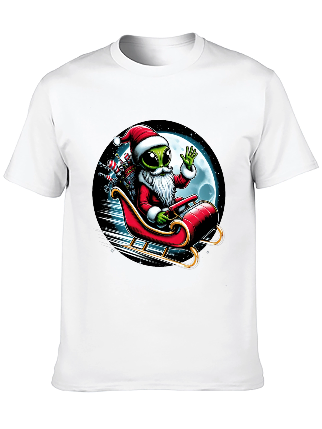 Alien Santa T-Shirt - Holiday Space Sleigh Ride