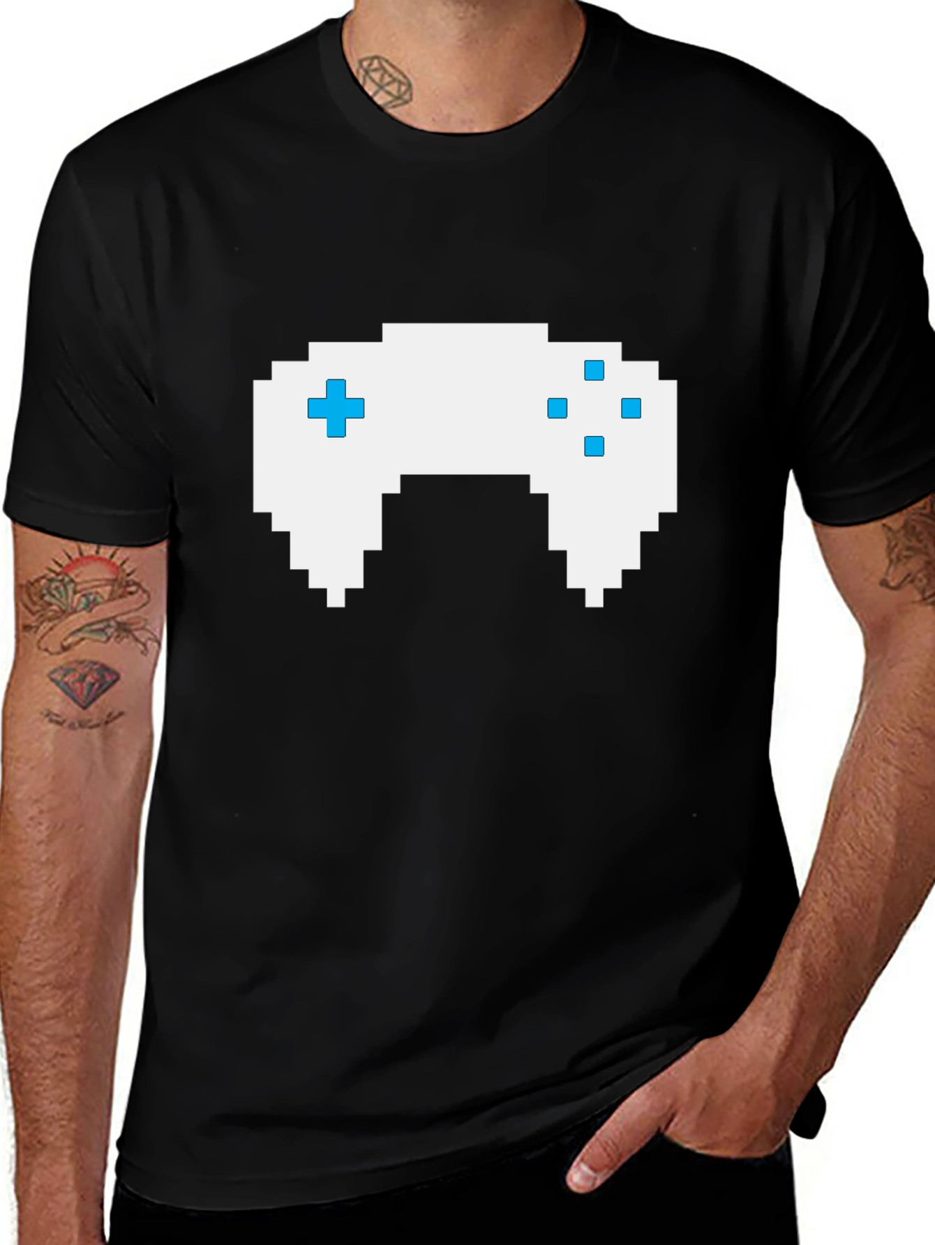 Gamer Pixel Art Black T-Shirt