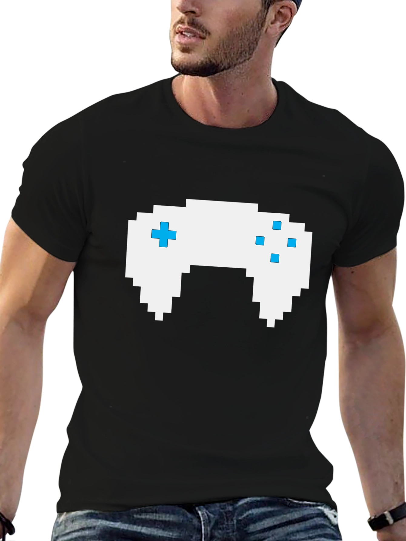 Gamer Pixel Art Black T-Shirt