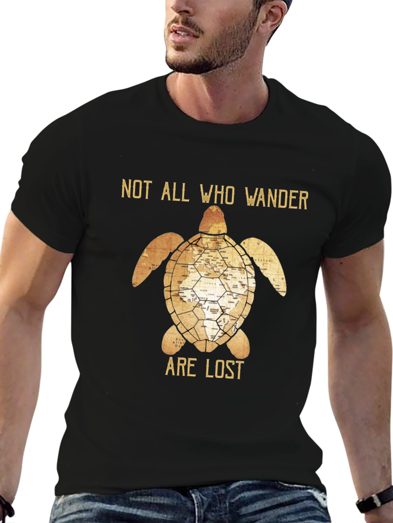 Not All Who Wander Are Lost Turtle Graphic T-Shirt