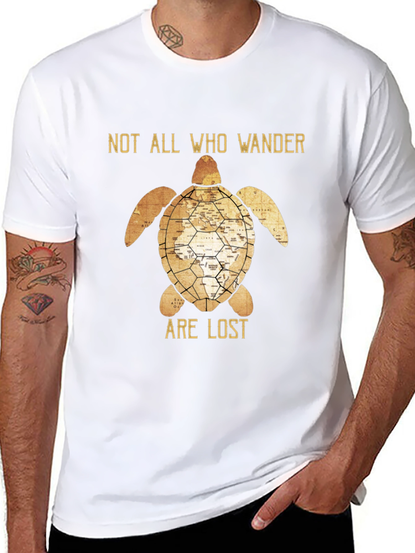 Not All Who Wander Are Lost Turtle Graphic T-Shirt