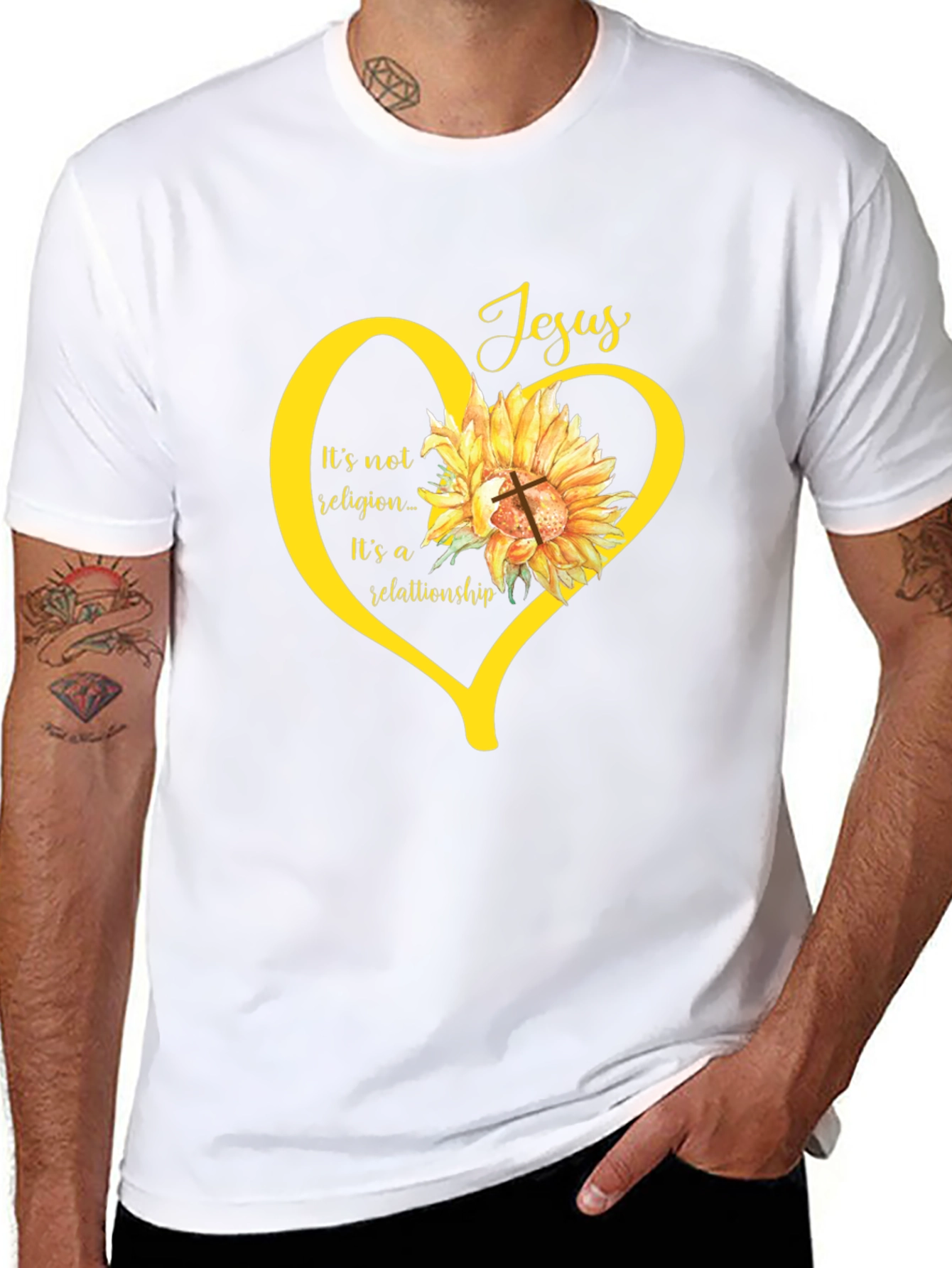 Faith-Based Sunflower Heart Graphic Tee
