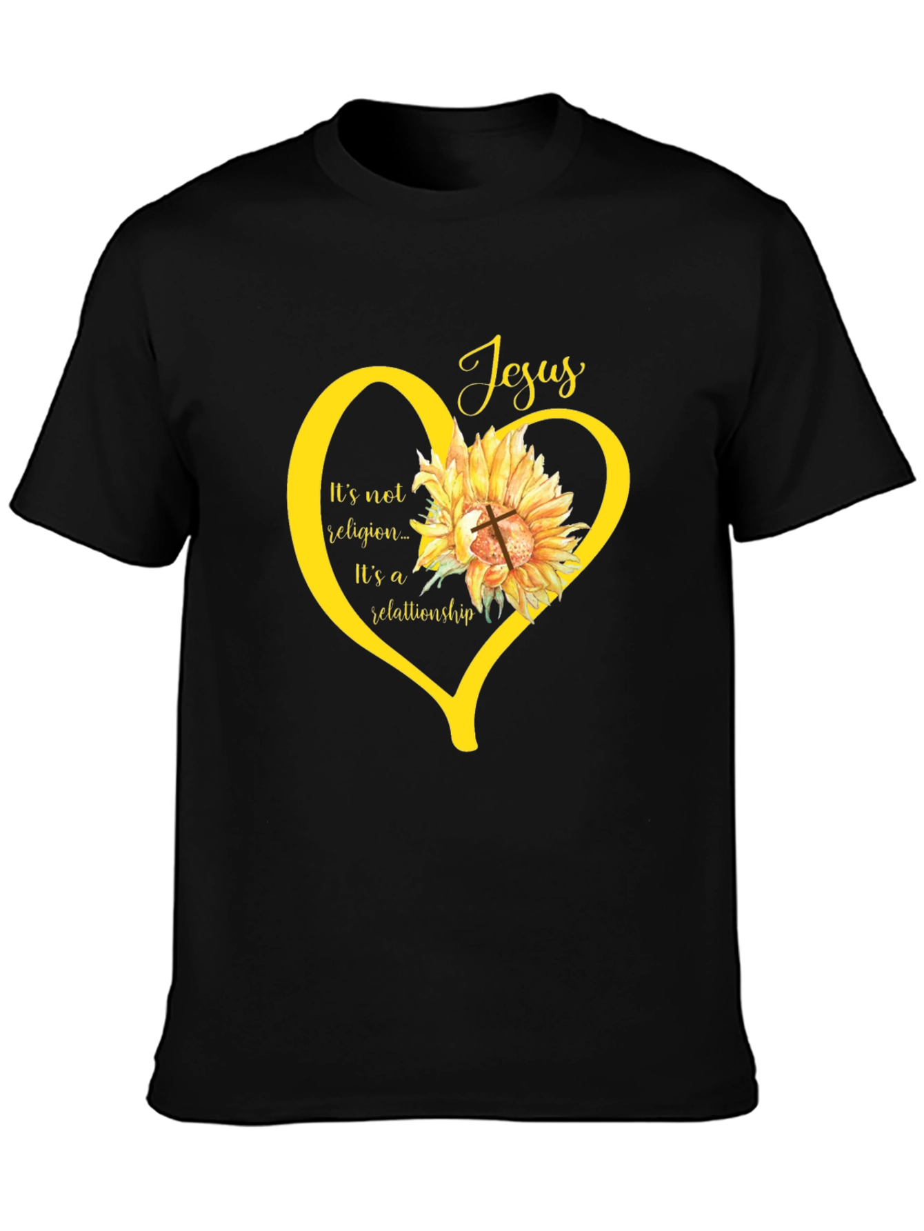 Faith-Based Sunflower Heart Graphic Tee