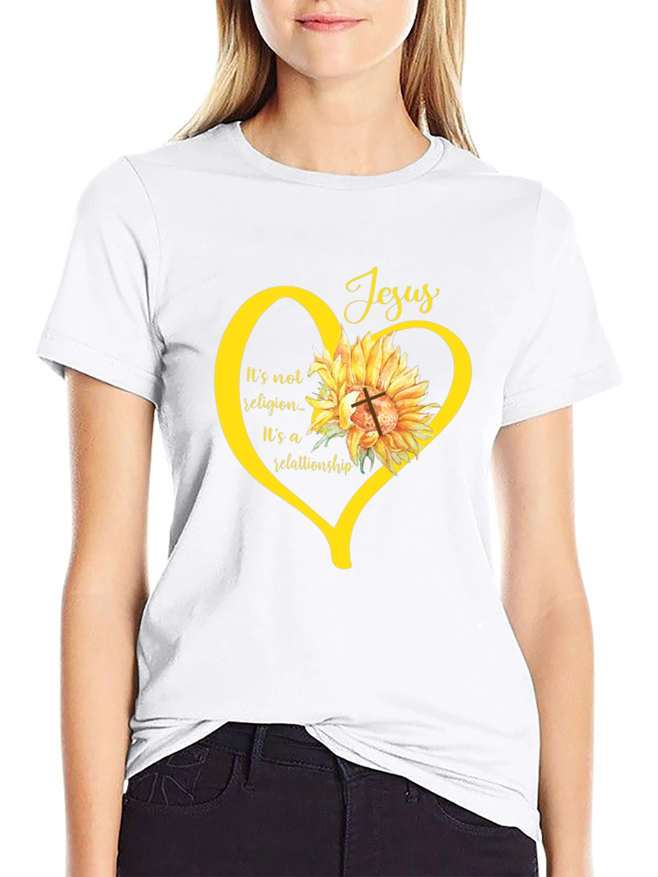 Faith-Based Sunflower Heart Graphic Tee