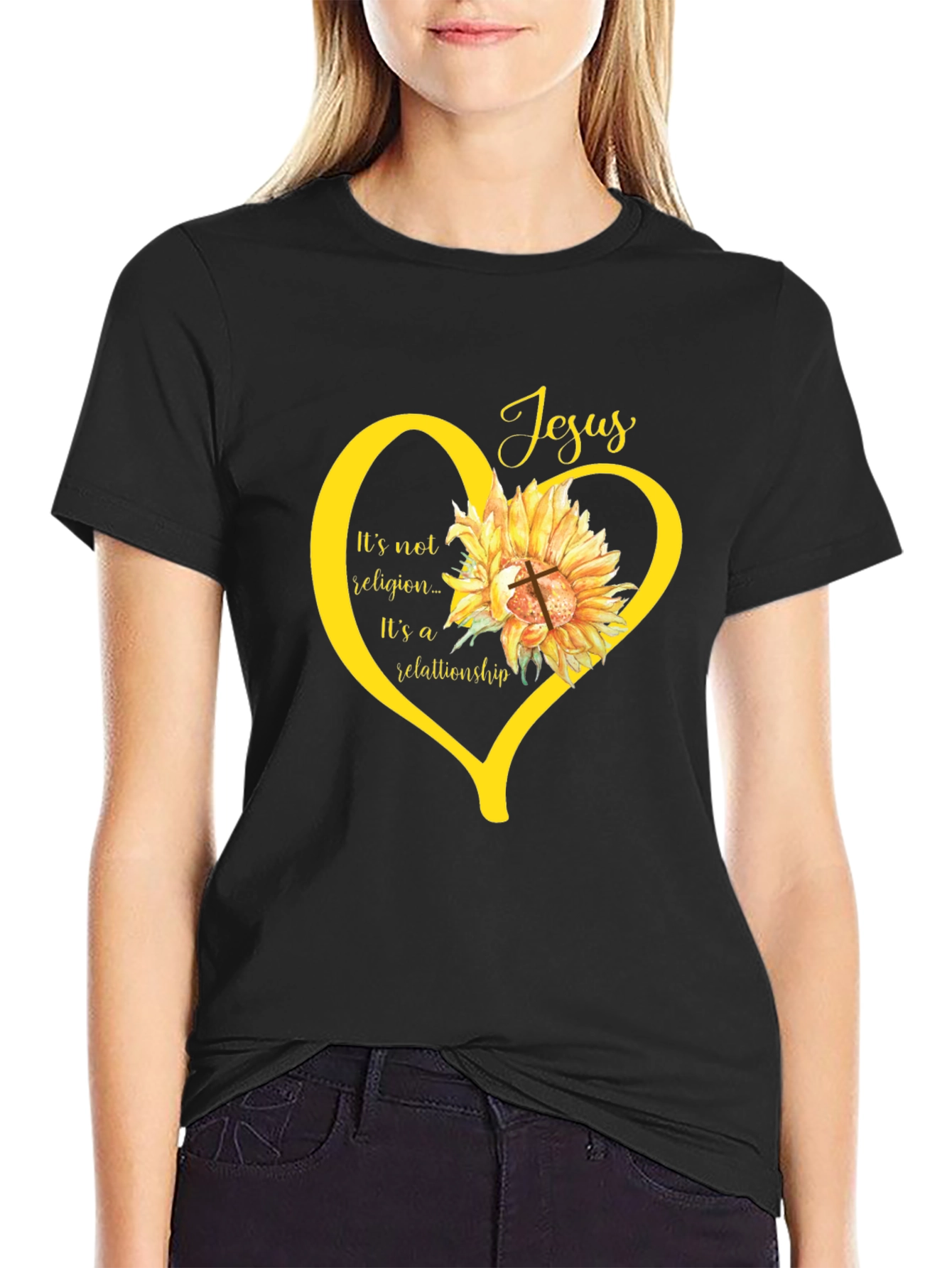 Faith-Based Sunflower Heart Graphic Tee