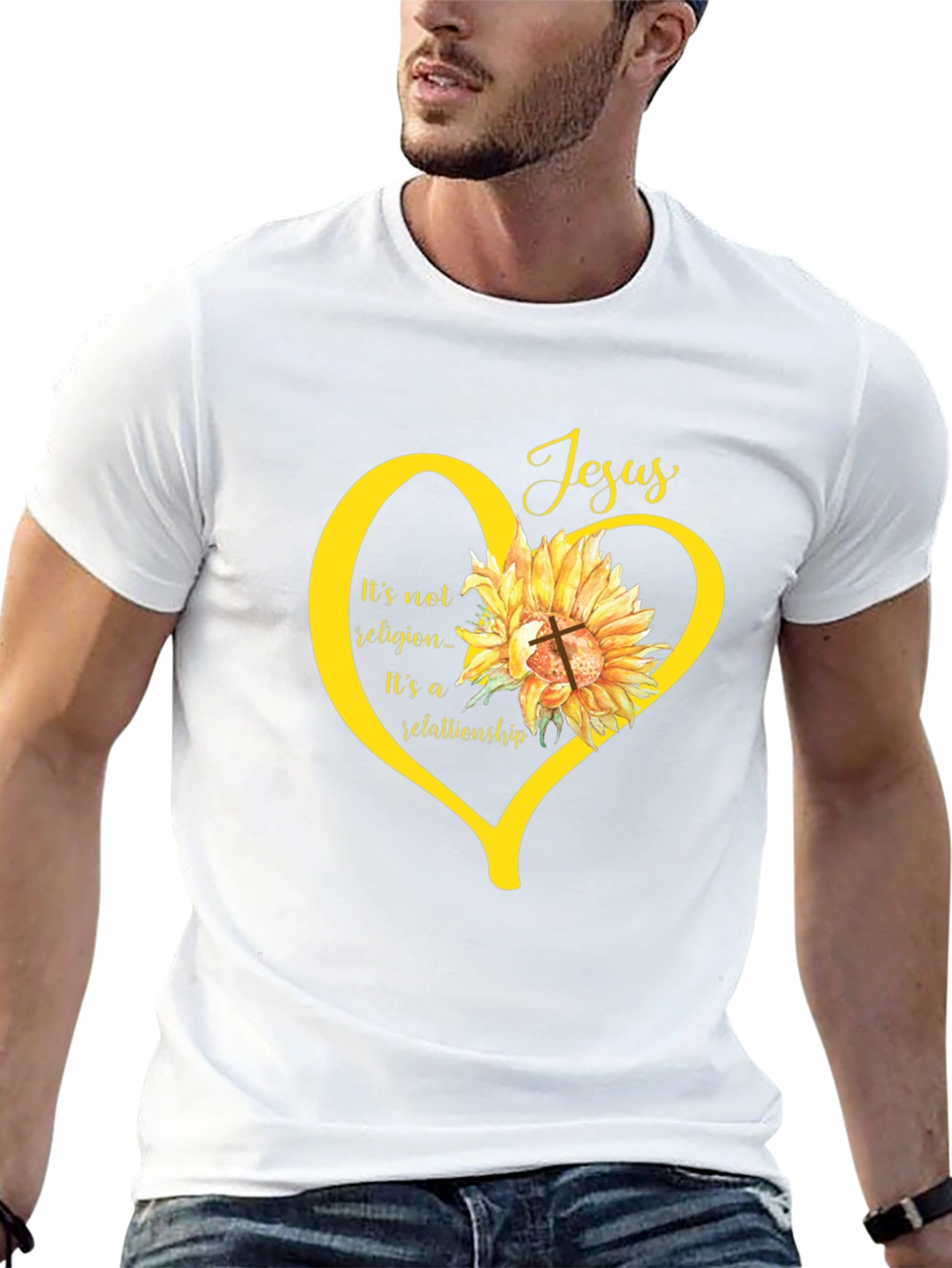 Faith-Based Sunflower Heart Graphic Tee