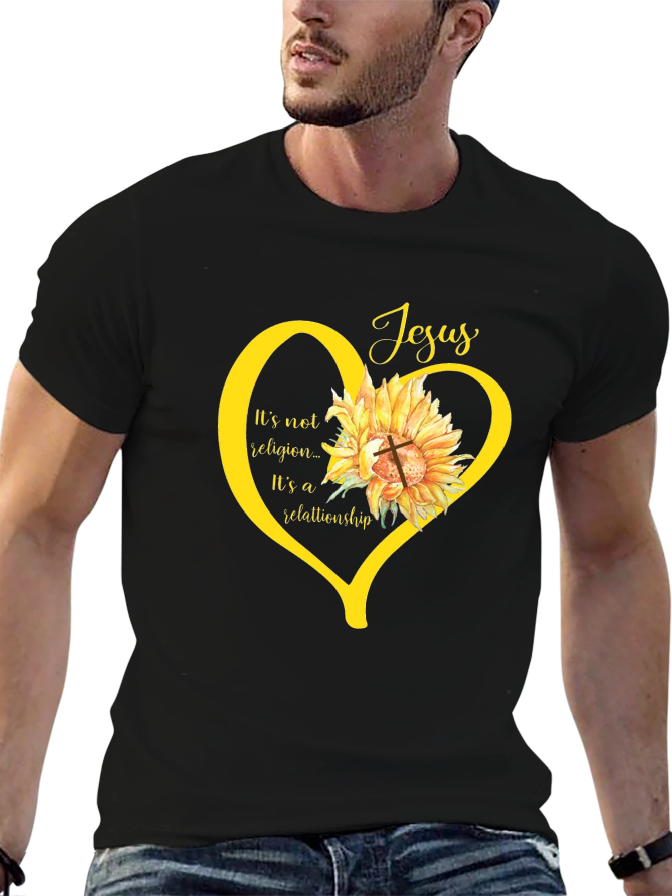 Faith-Based Sunflower Heart Graphic Tee