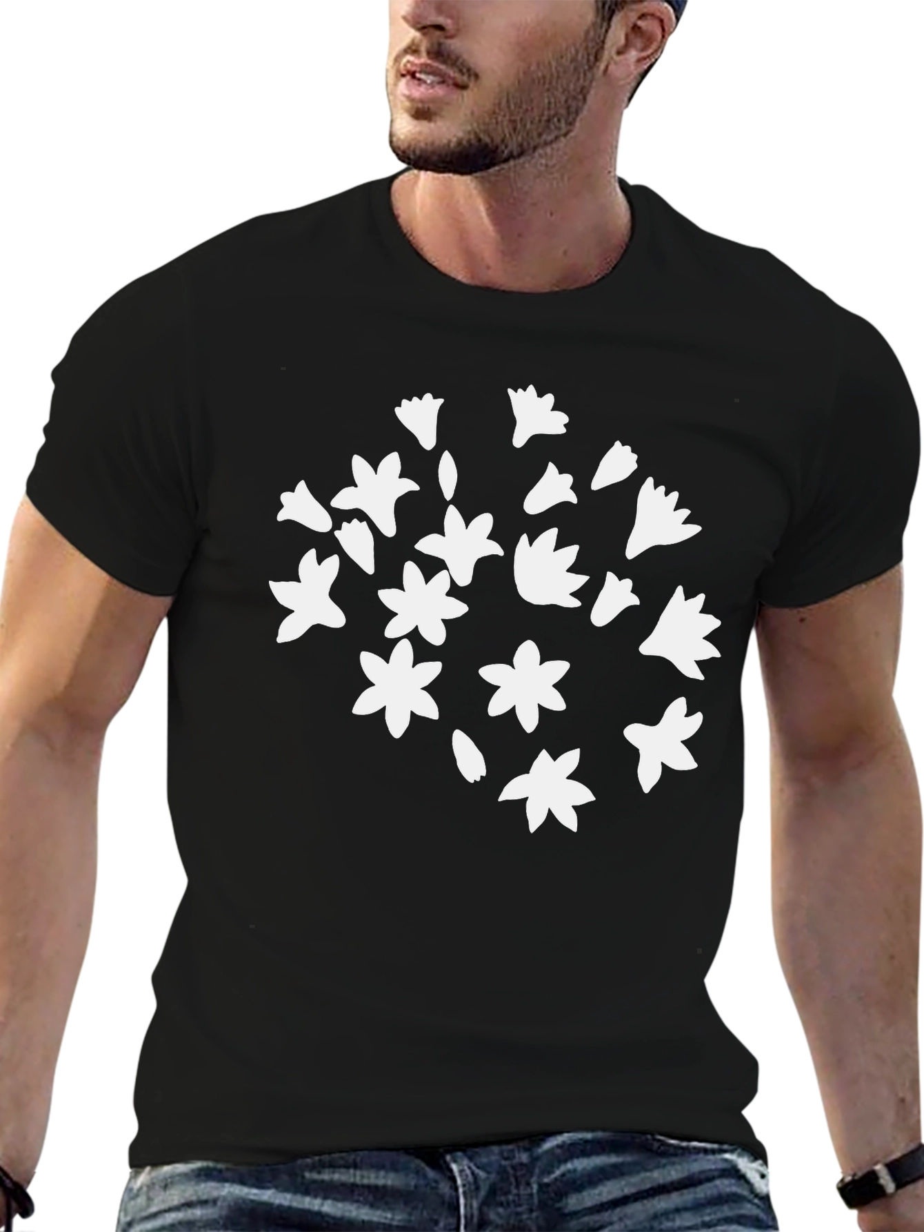 Floral Print Black T-Shirt - Casual Comfort