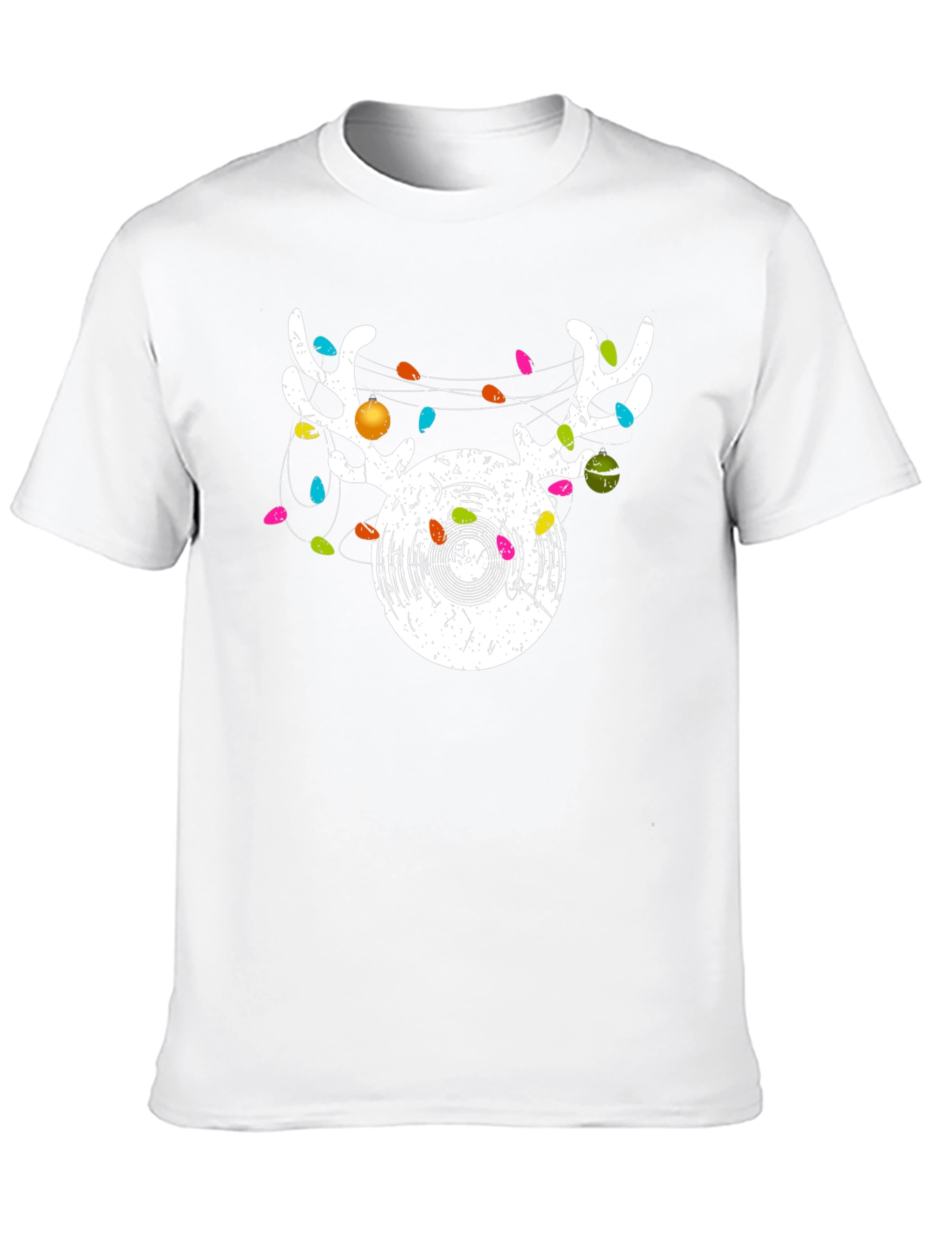 Reindeer Vinyl Record Christmas Graphic T-Shirt