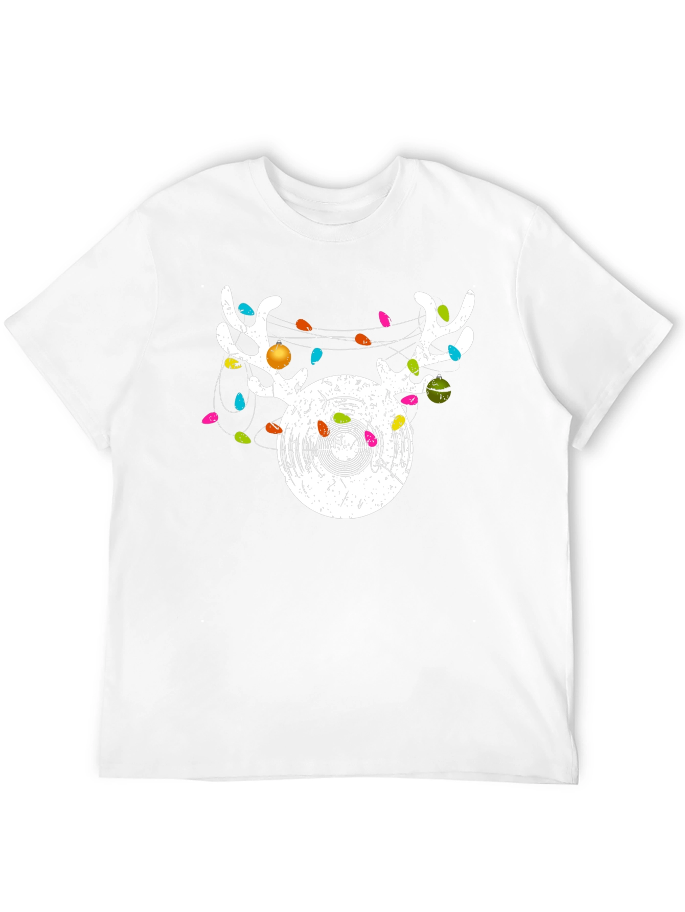 Reindeer Vinyl Record Christmas Graphic T-Shirt