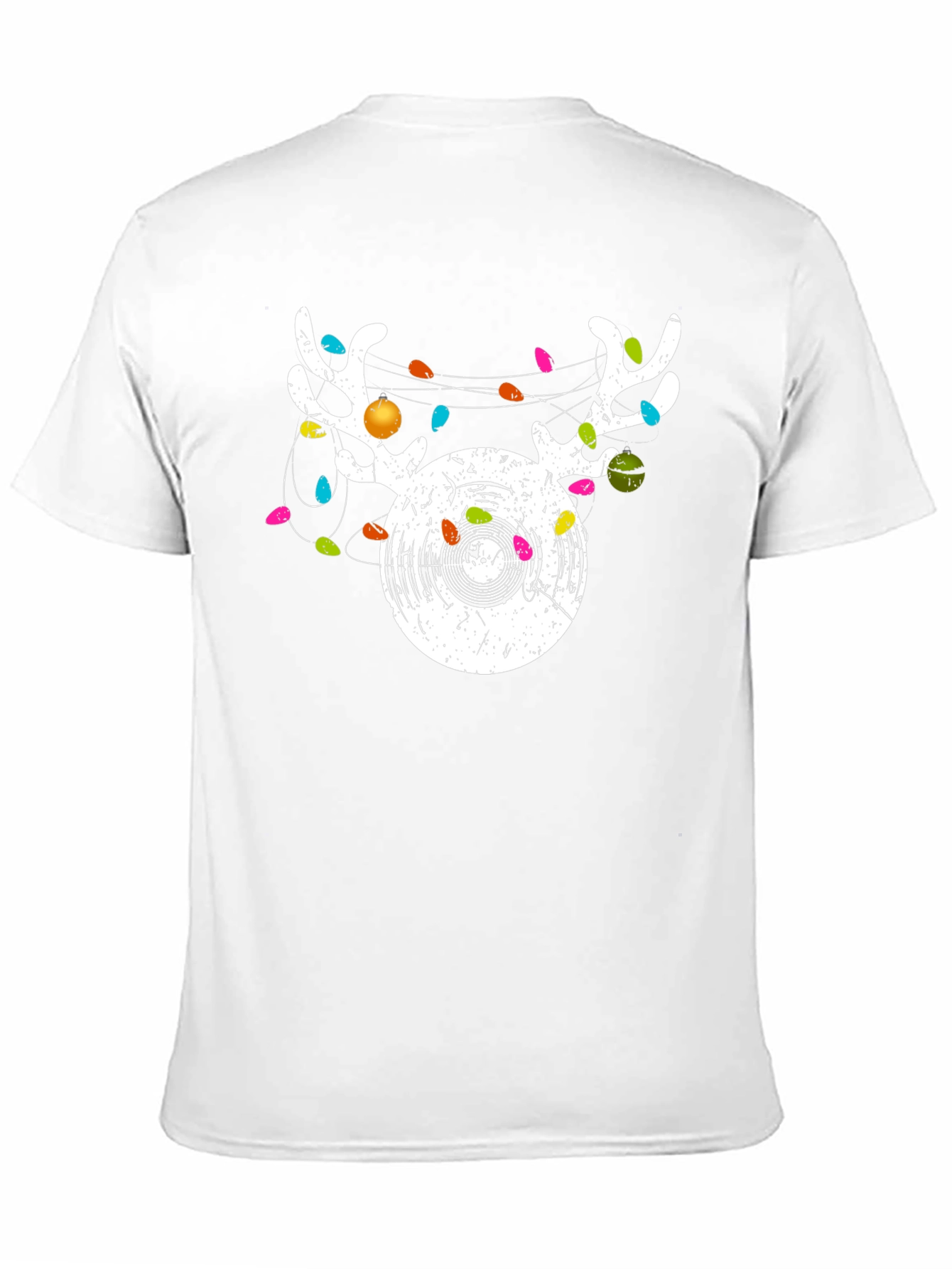 Reindeer Vinyl Record Christmas Graphic T-Shirt