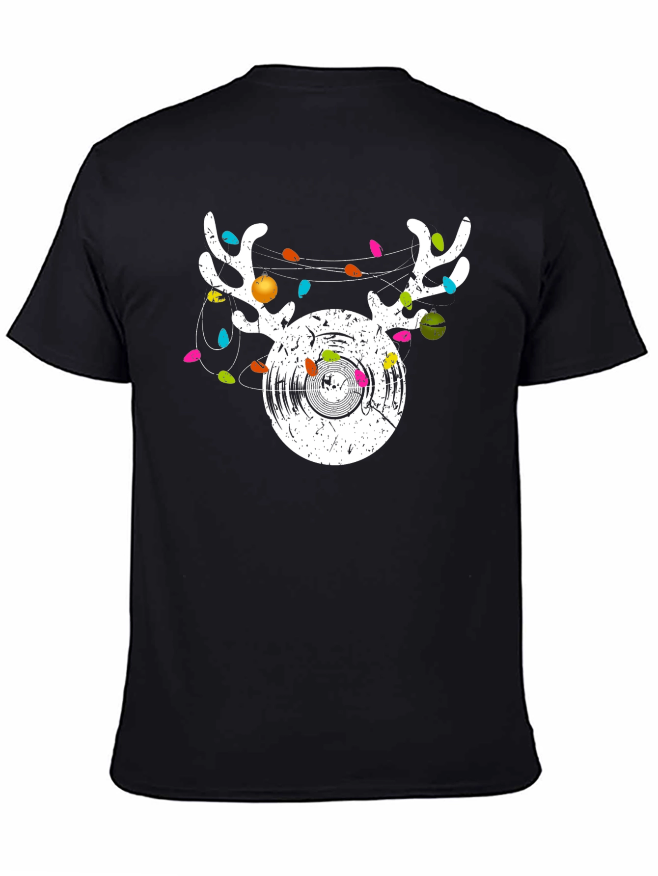 Reindeer Vinyl Record Christmas Graphic T-Shirt