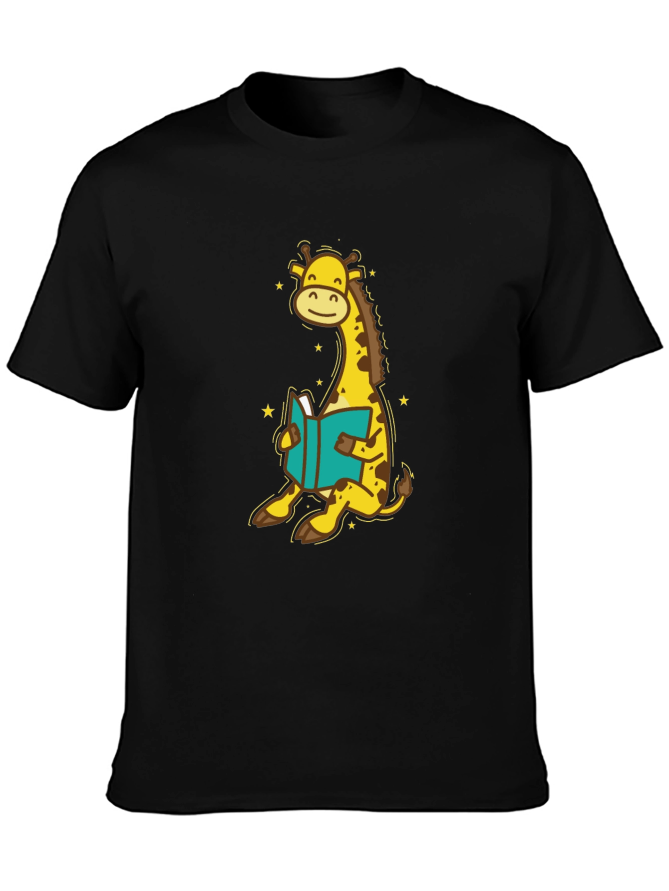 Giraffe Reading T-Shirt - Cute Cartoon Design