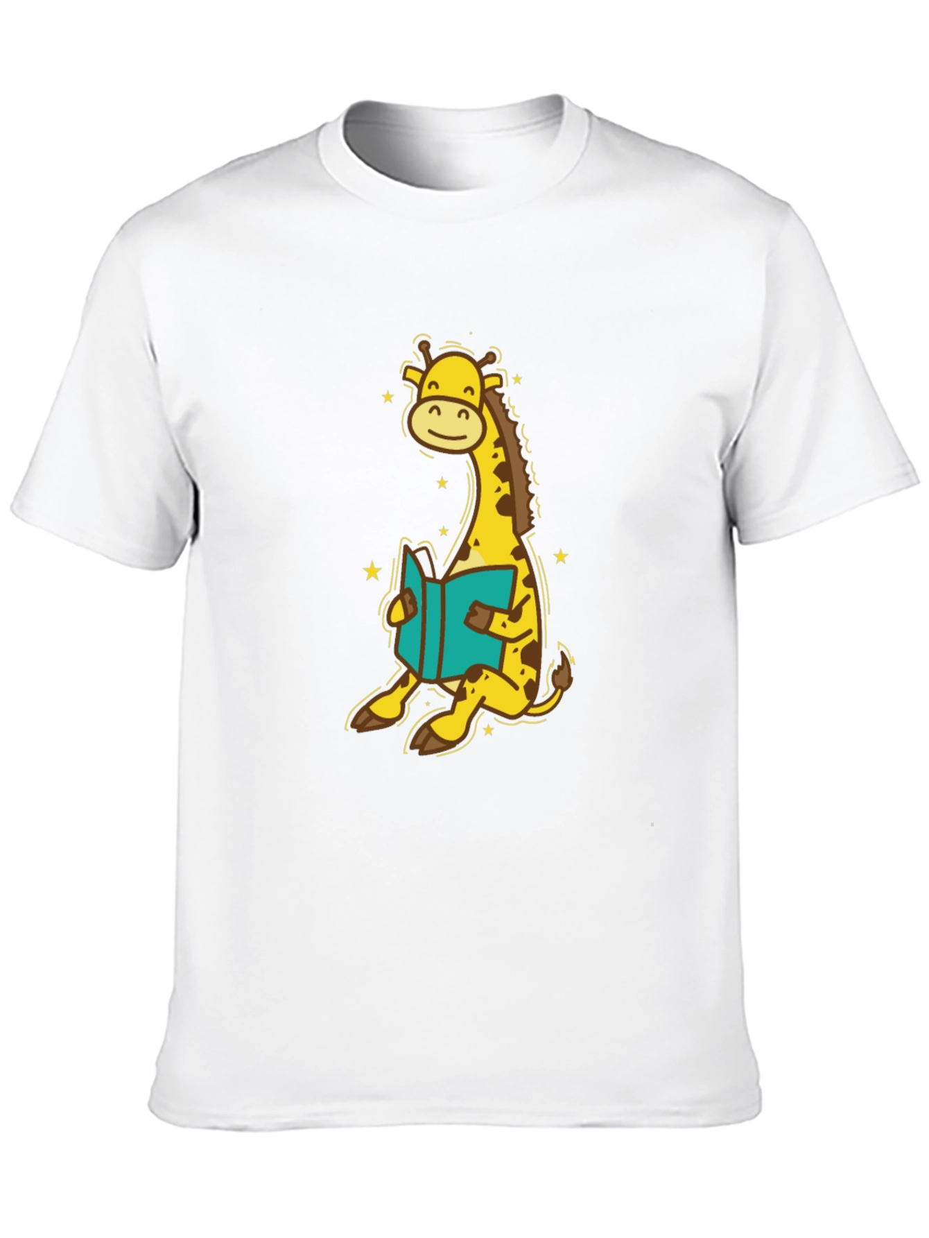 Giraffe Reading T-Shirt - Cute Cartoon Design