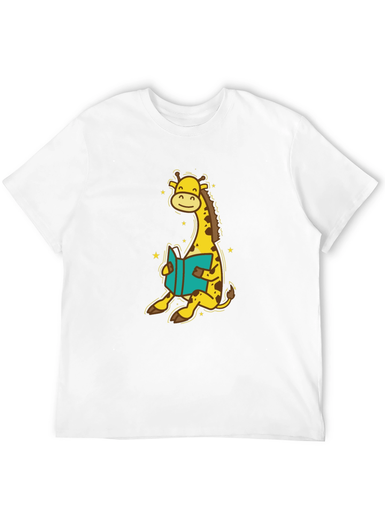 Giraffe Reading T-Shirt - Cute Cartoon Design