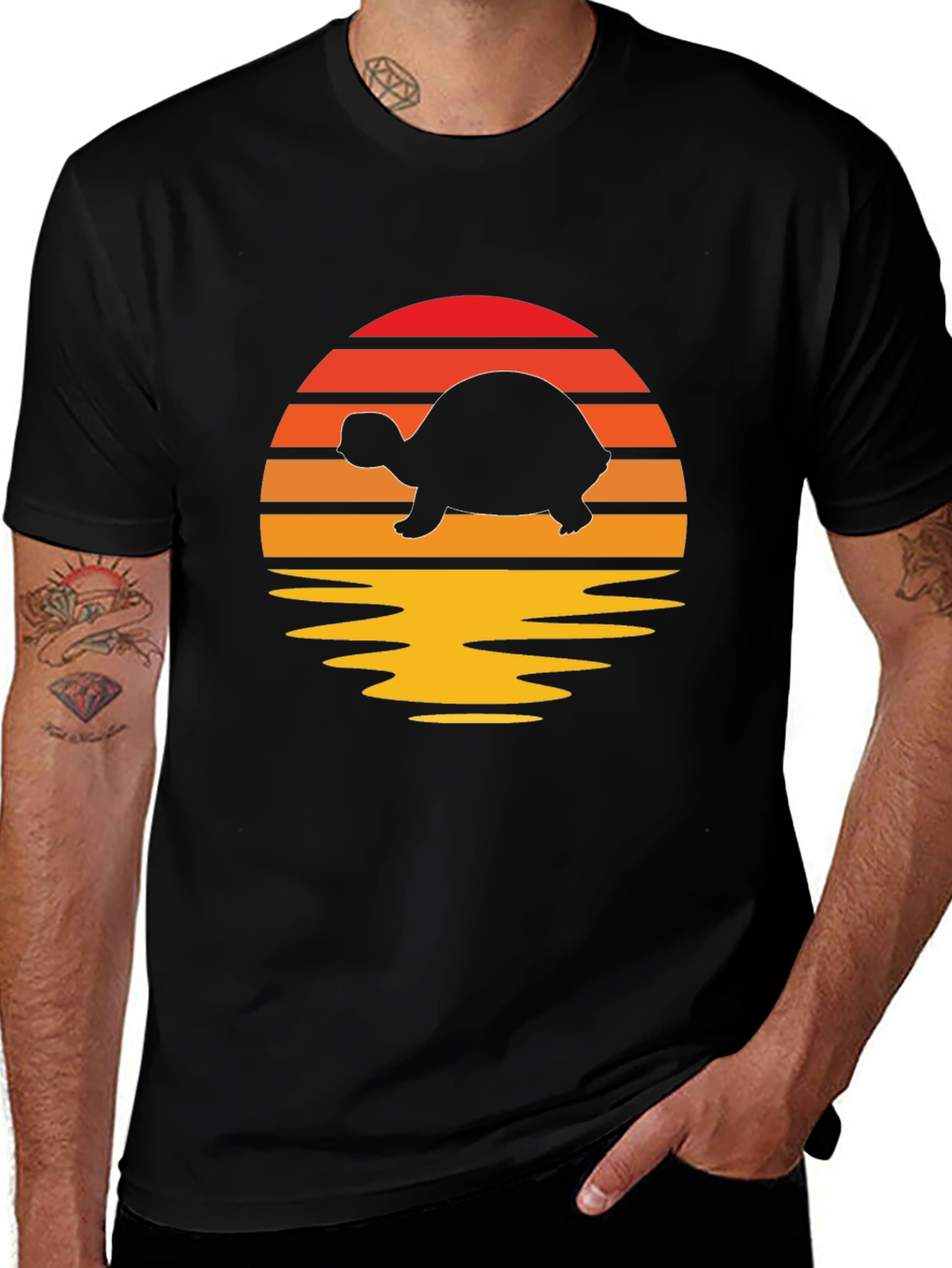 Turtle Sunset Graphic Tee - Retro Style Shirt