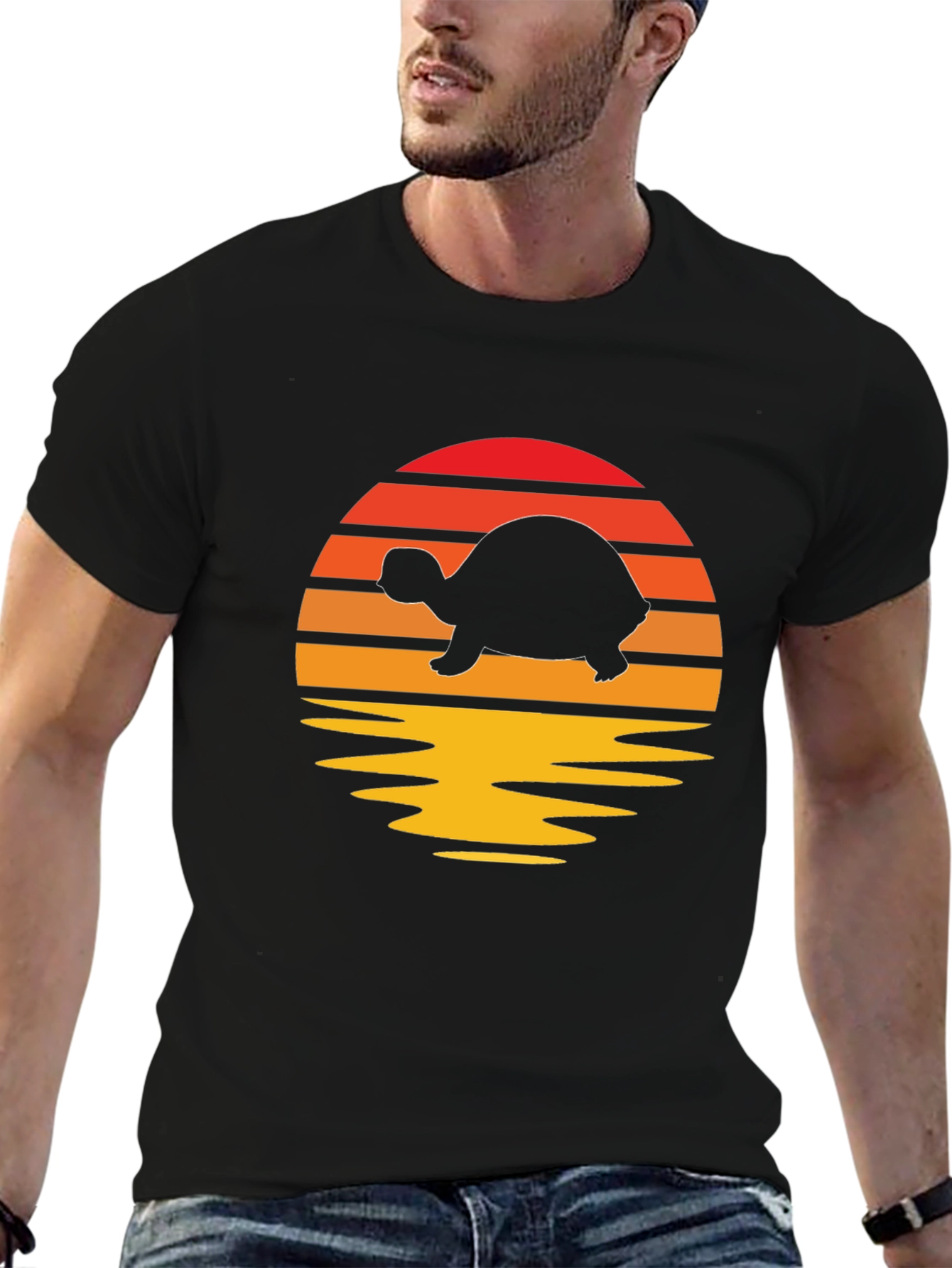 Turtle Sunset Graphic Tee - Retro Style Shirt