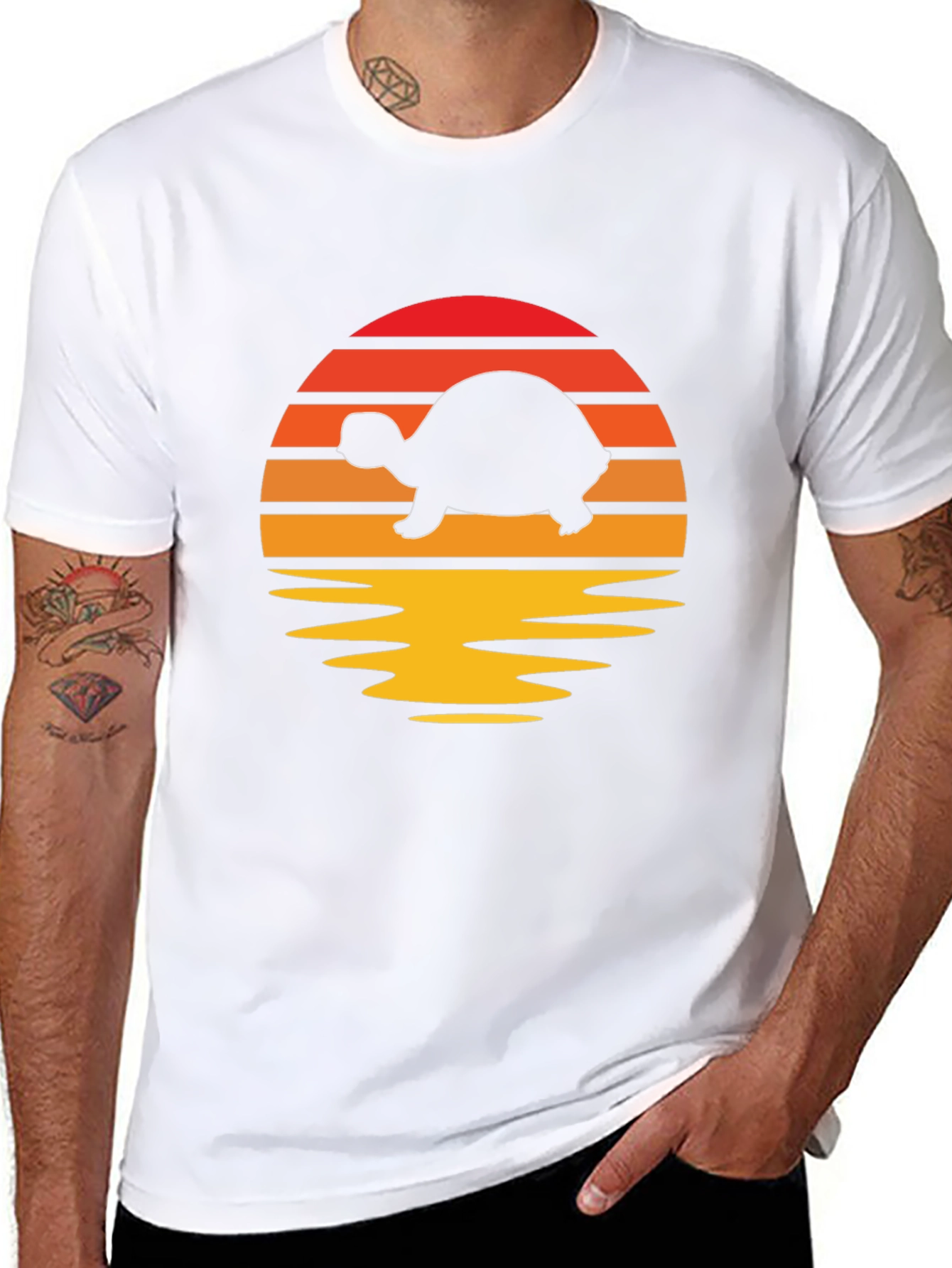 Turtle Sunset Graphic Tee - Retro Style Shirt