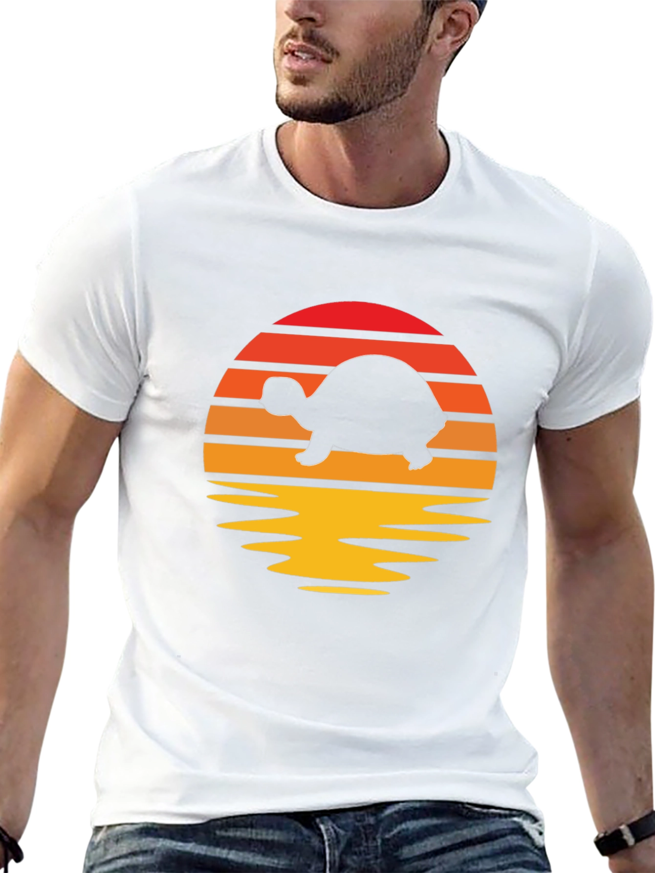 Turtle Sunset Graphic Tee - Retro Style Shirt