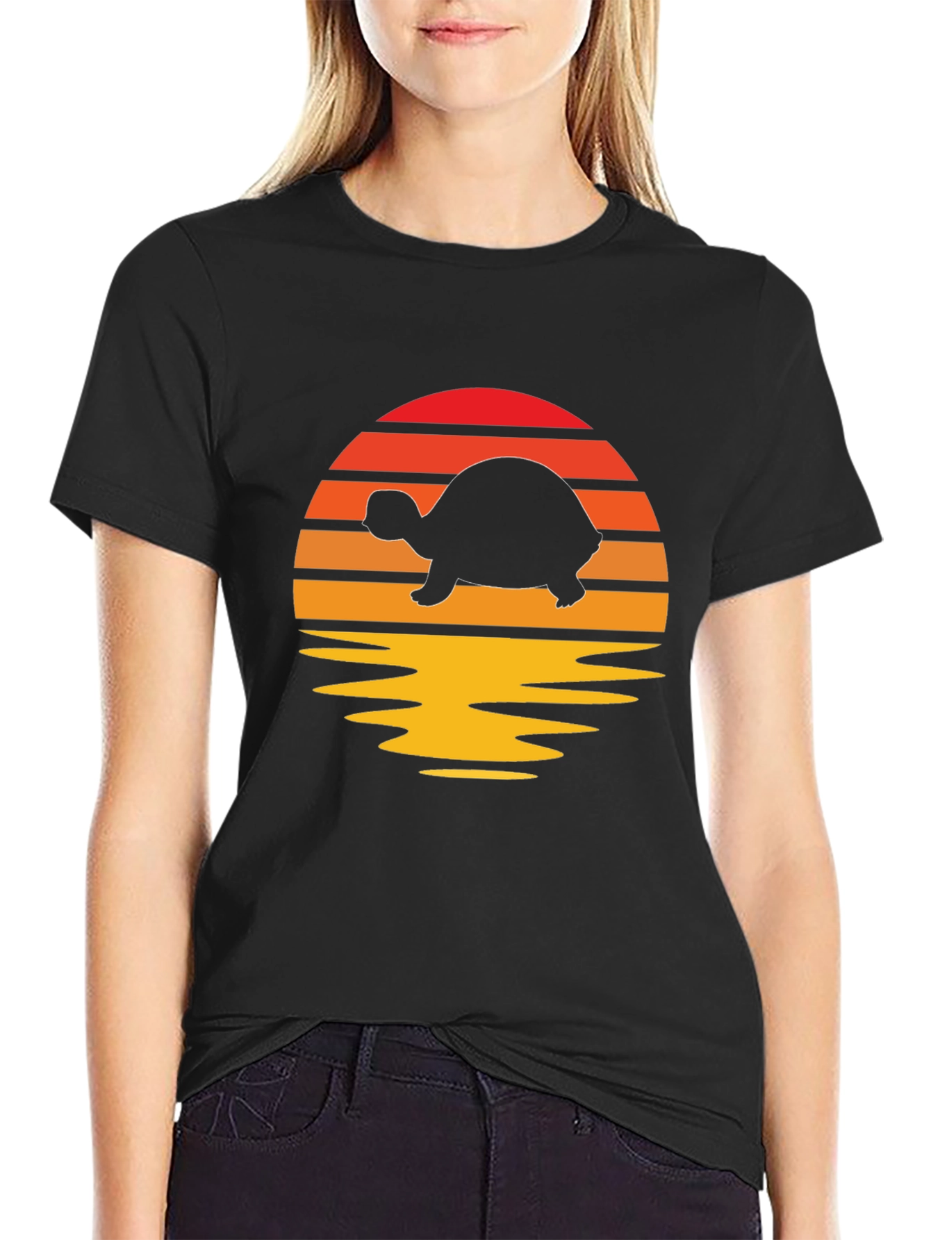 Turtle Sunset Graphic Tee - Retro Style Shirt