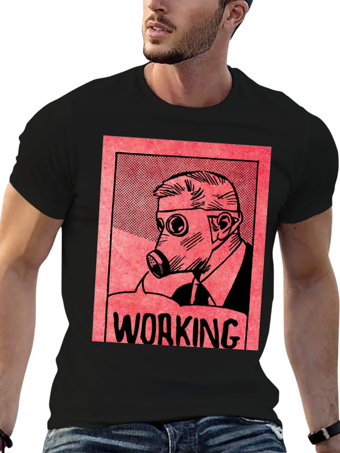 Working Gas Mask Graphic T-Shirt