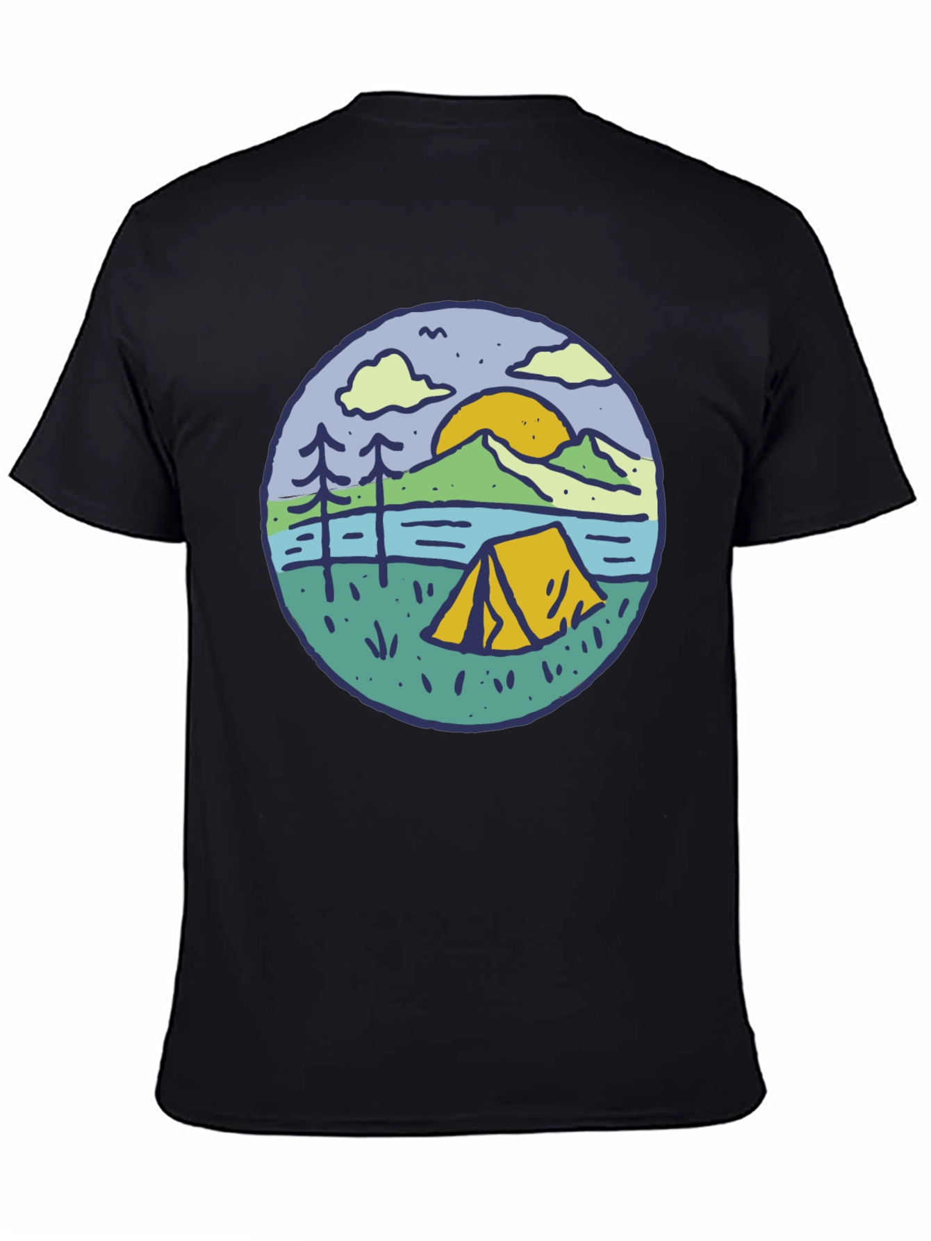 Camping Scene Graphic Tee - Outdoor Adventure Shirt