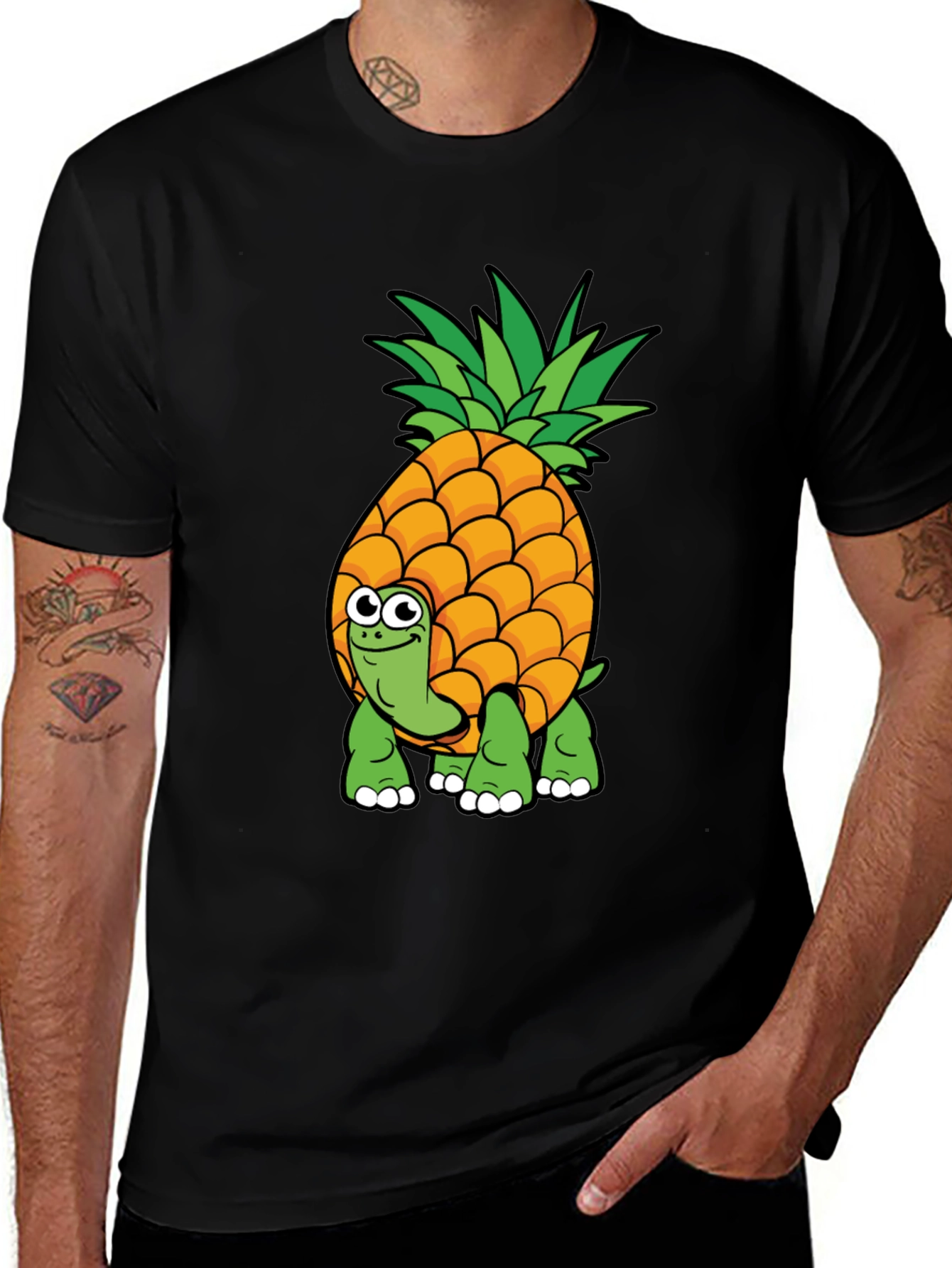 Pineapple Turtle Graphic Tee - Novelty Cartoon Shirt