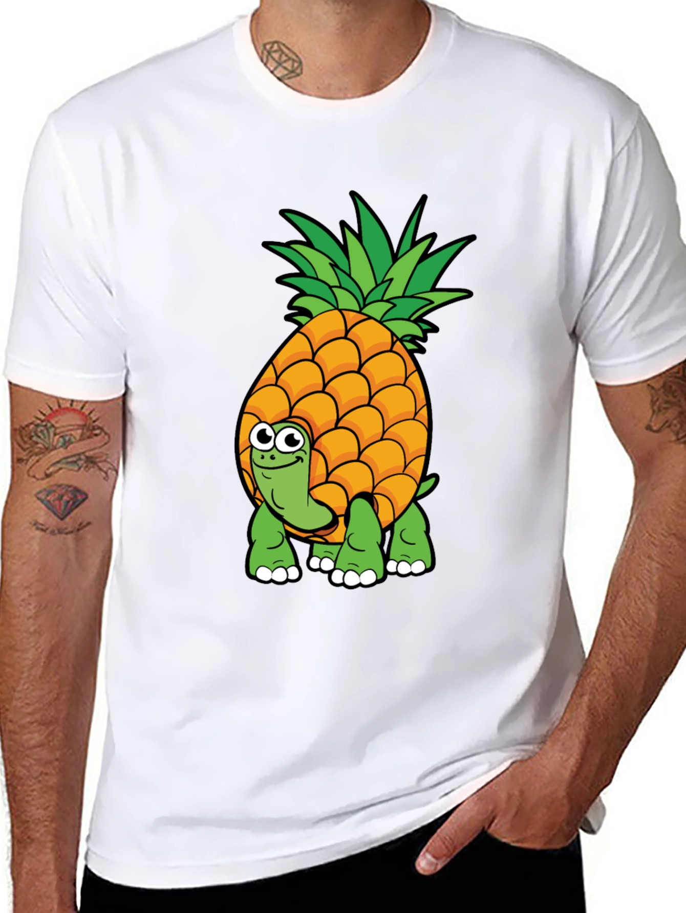 Pineapple Turtle Graphic Tee - Novelty Cartoon Shirt