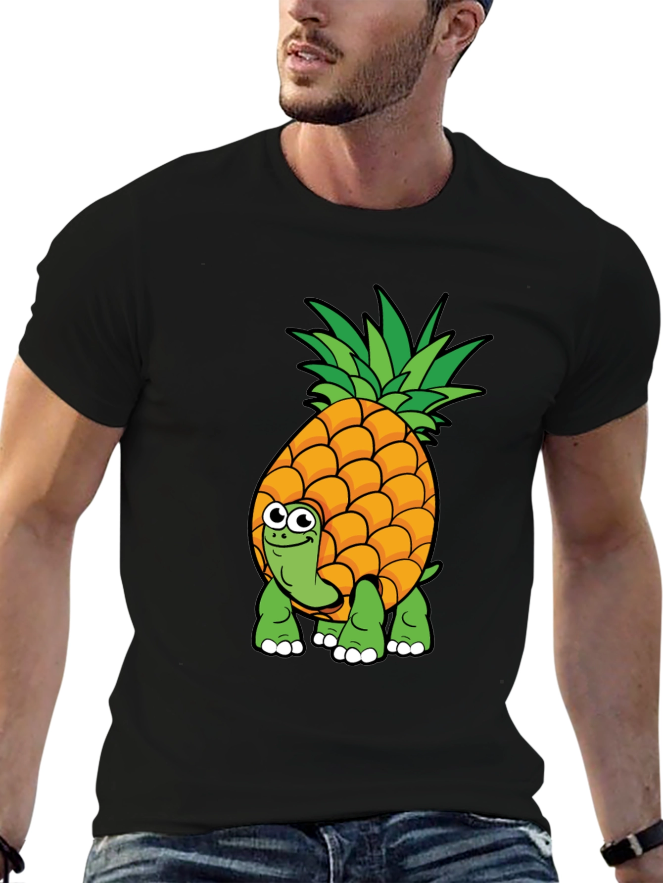 Pineapple Turtle Graphic Tee - Novelty Cartoon Shirt