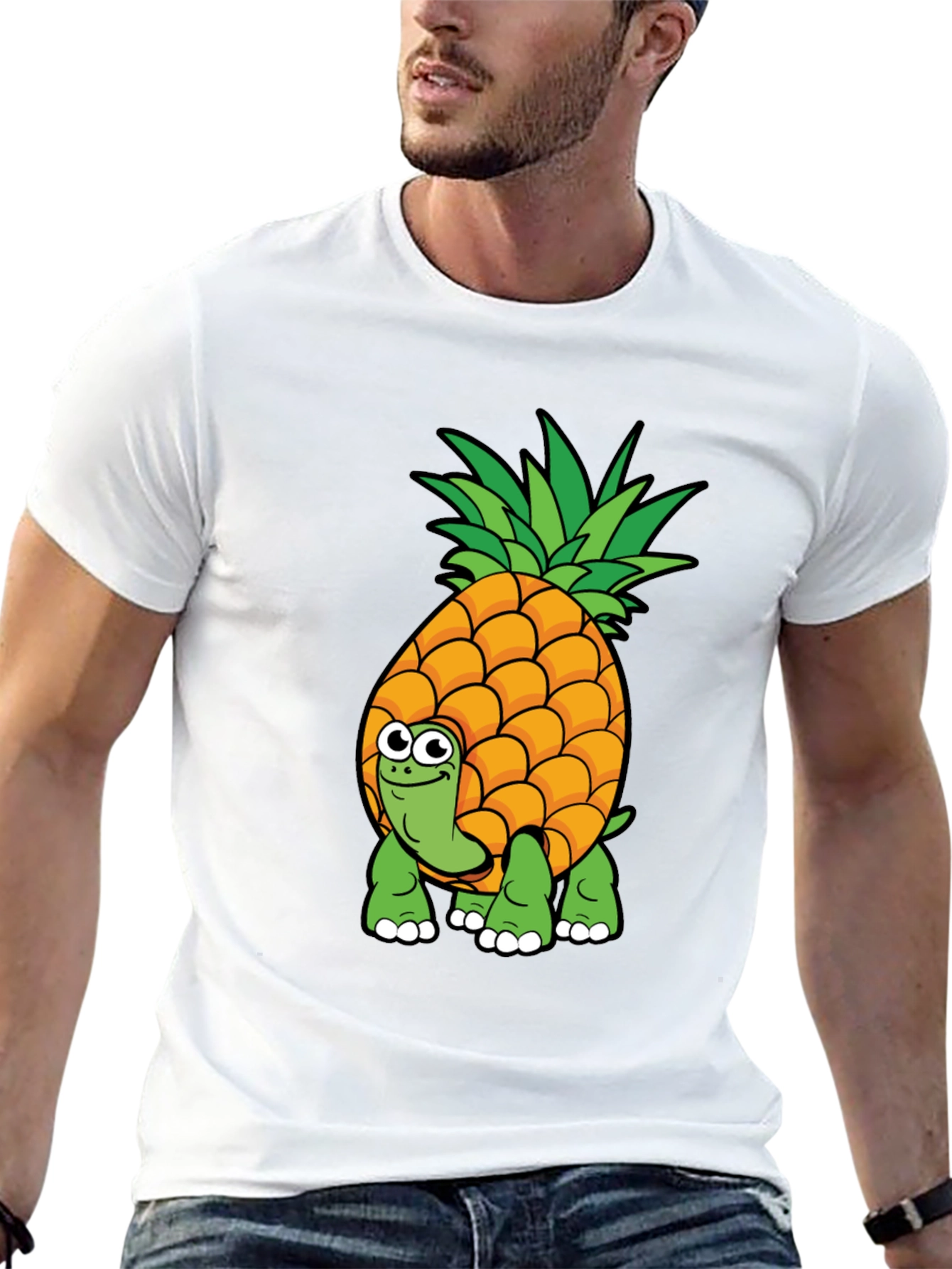 Pineapple Turtle Graphic Tee - Novelty Cartoon Shirt