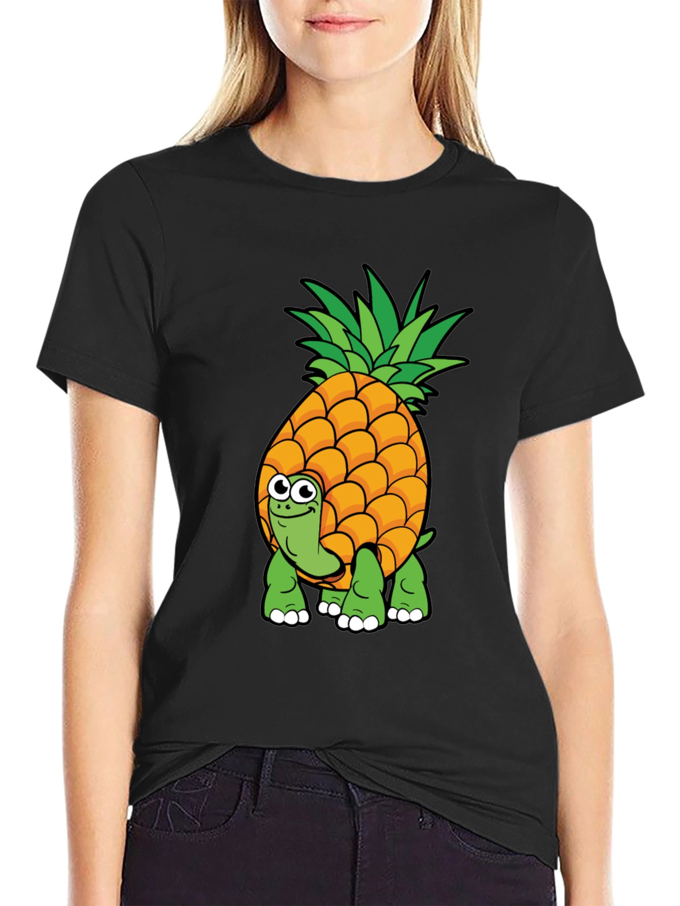 Pineapple Turtle Graphic Tee - Novelty Cartoon Shirt