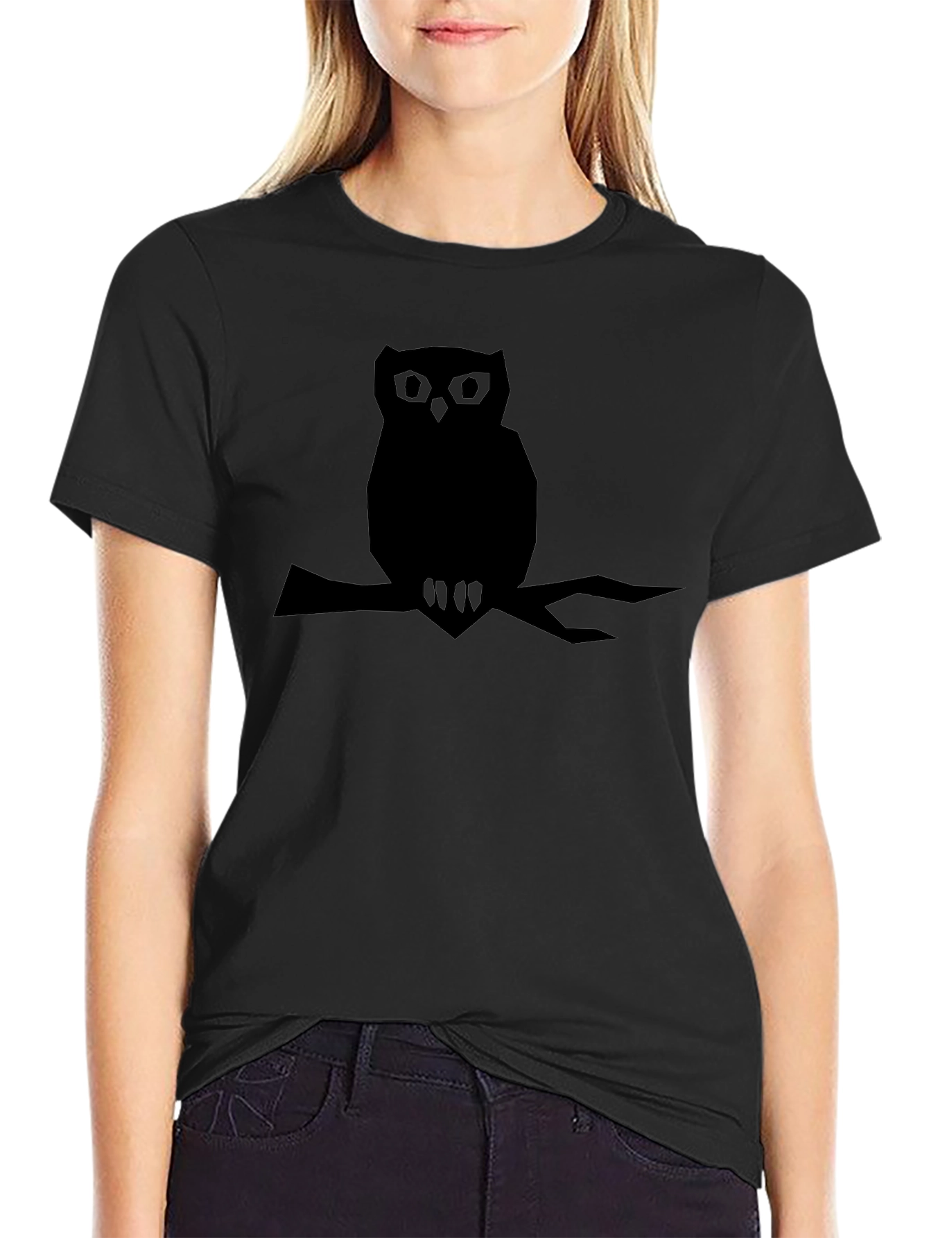 Mens Black Owl Graphic Tee