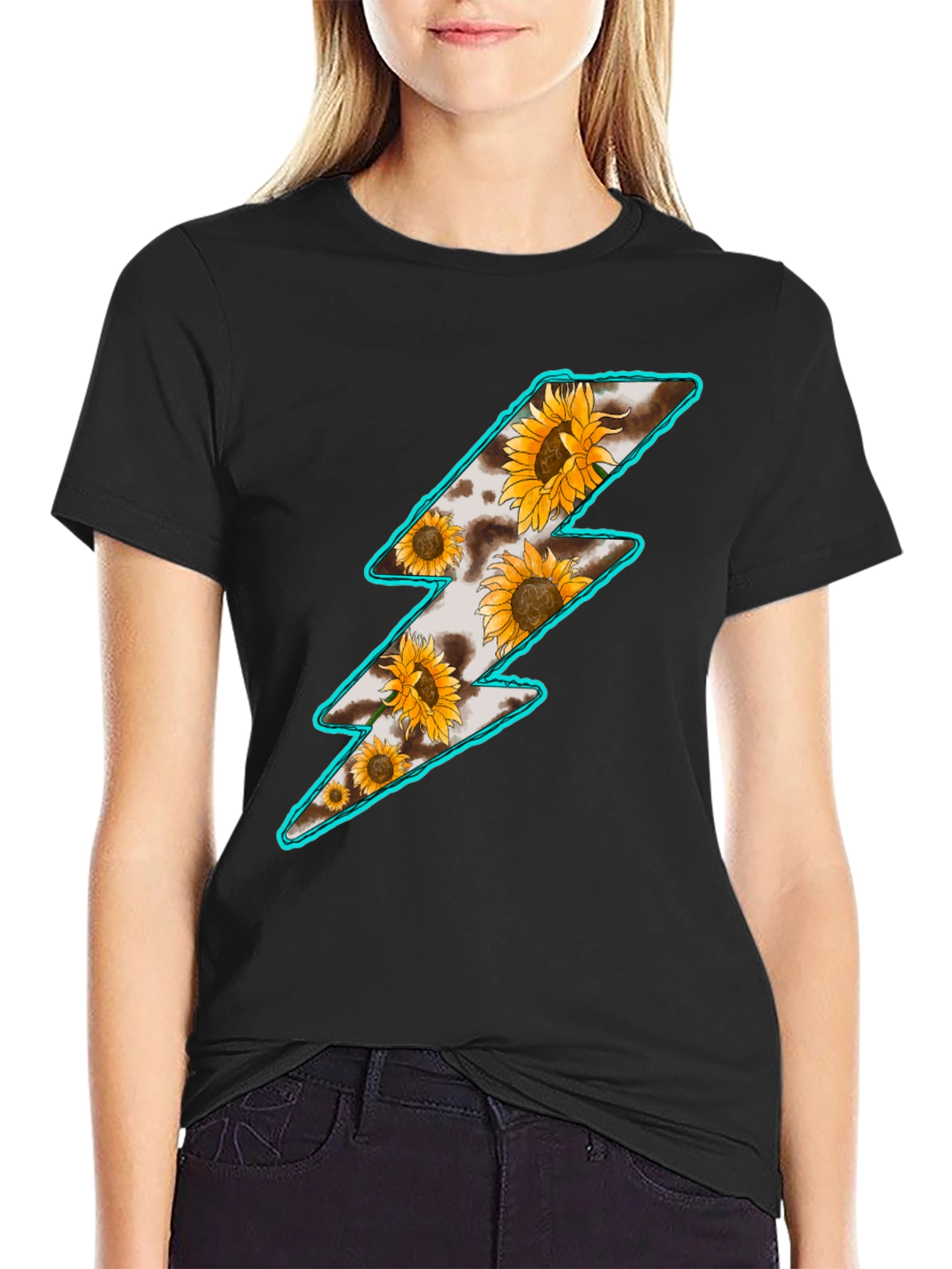 Sunflower Lightning Bolt Graphic T-Shirt