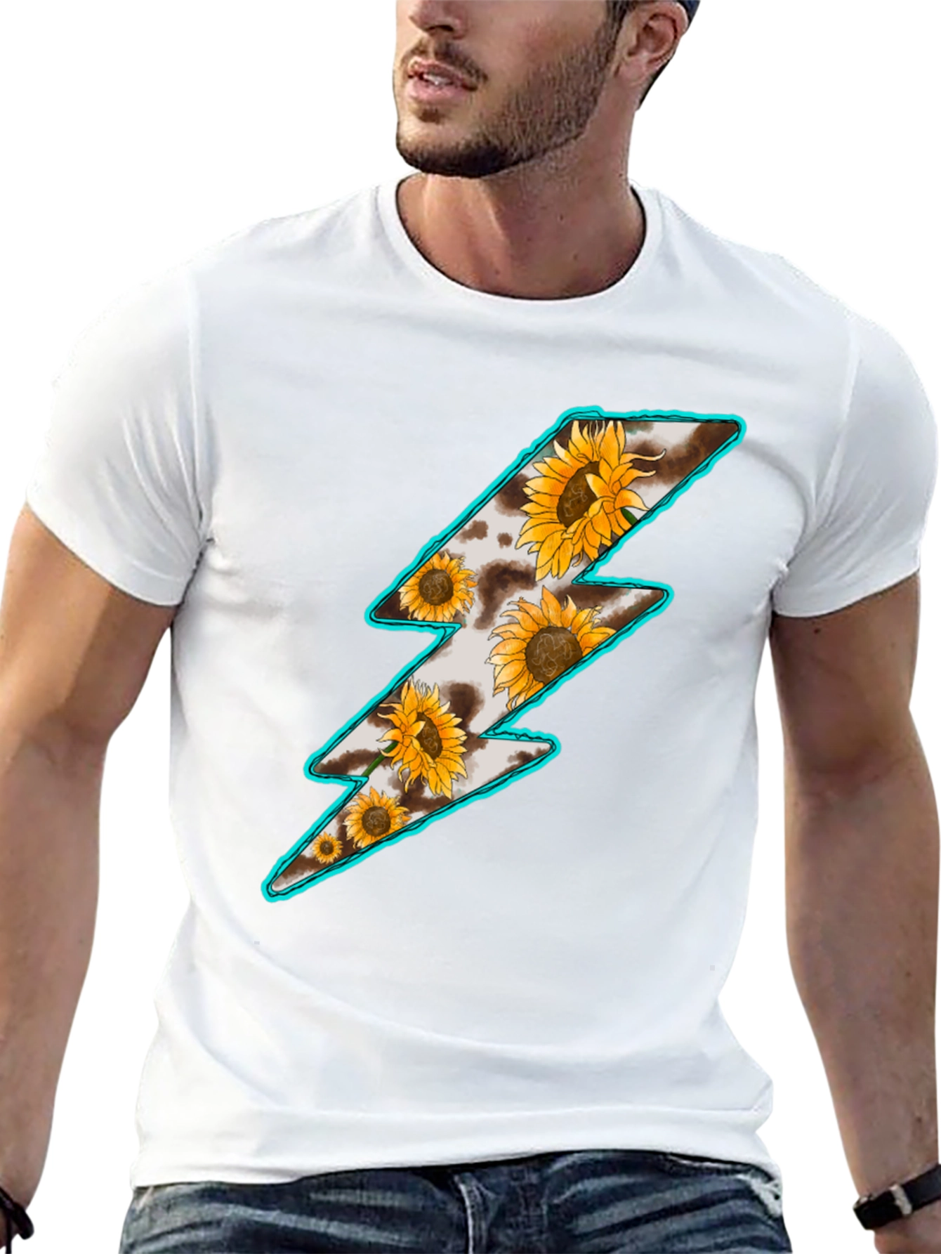 Sunflower Lightning Bolt Graphic T-Shirt