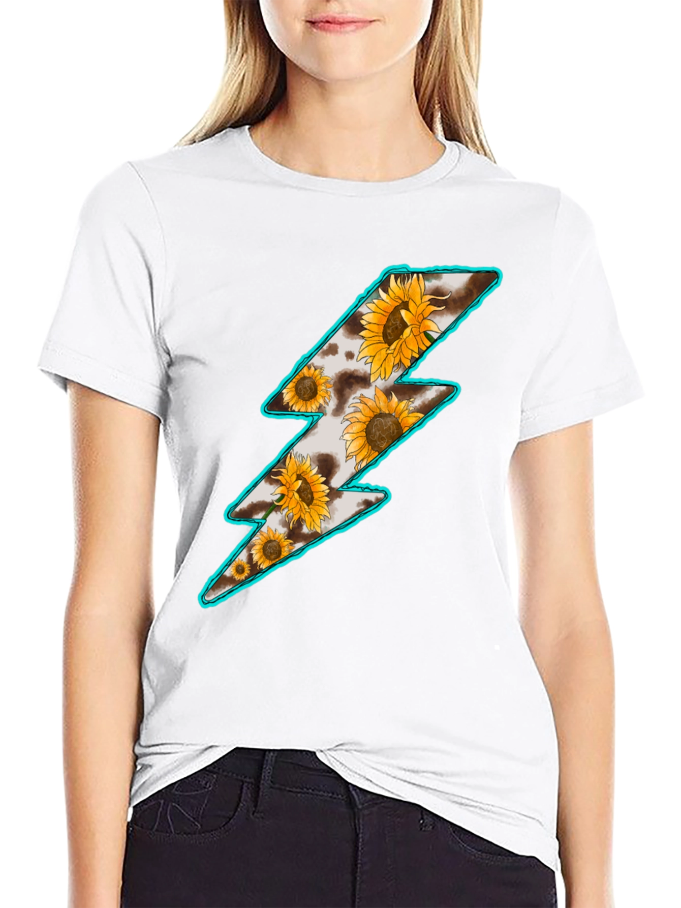 Sunflower Lightning Bolt Graphic T-Shirt