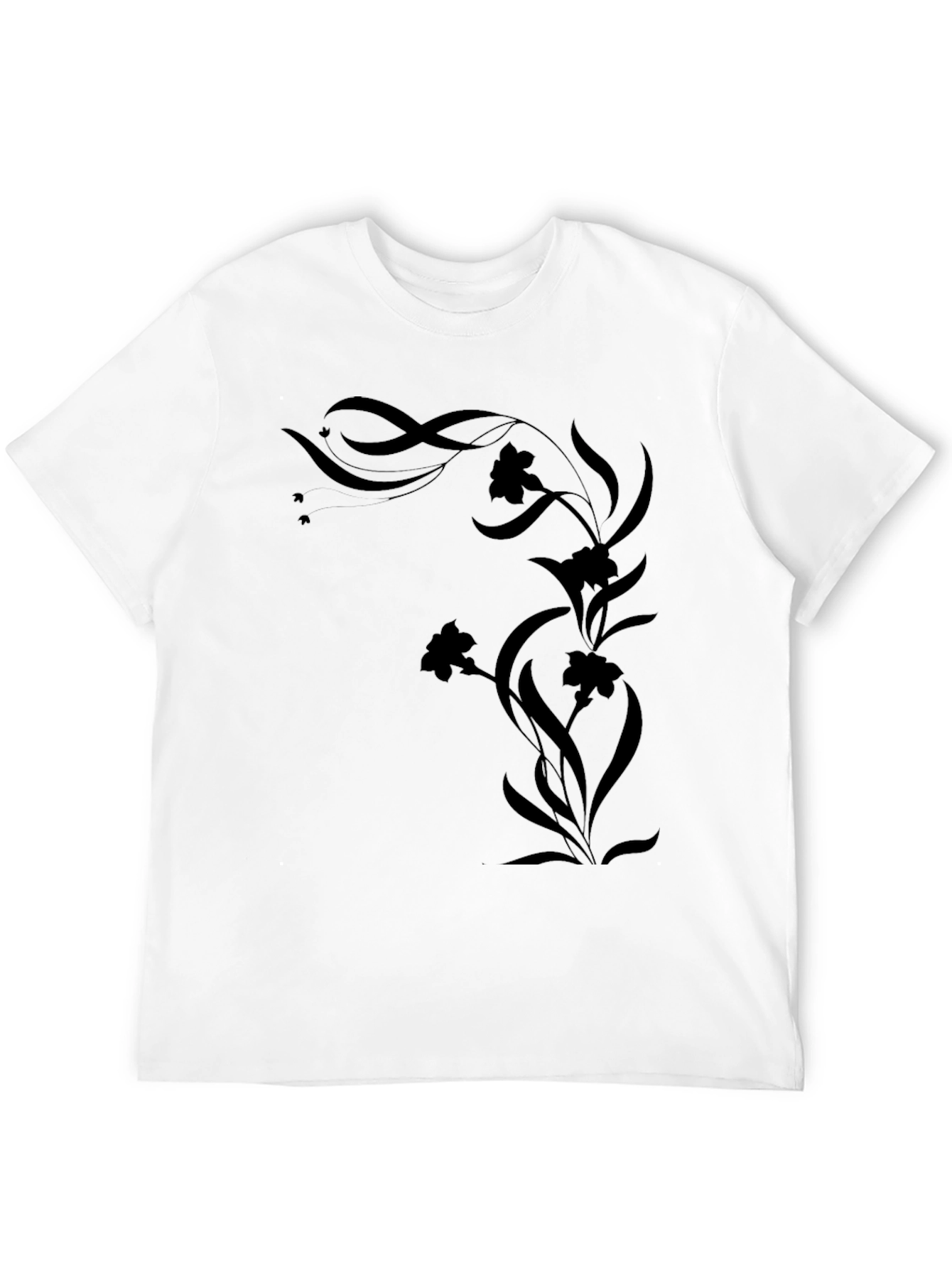 Elegant Black Floral Vine Graphic Tee