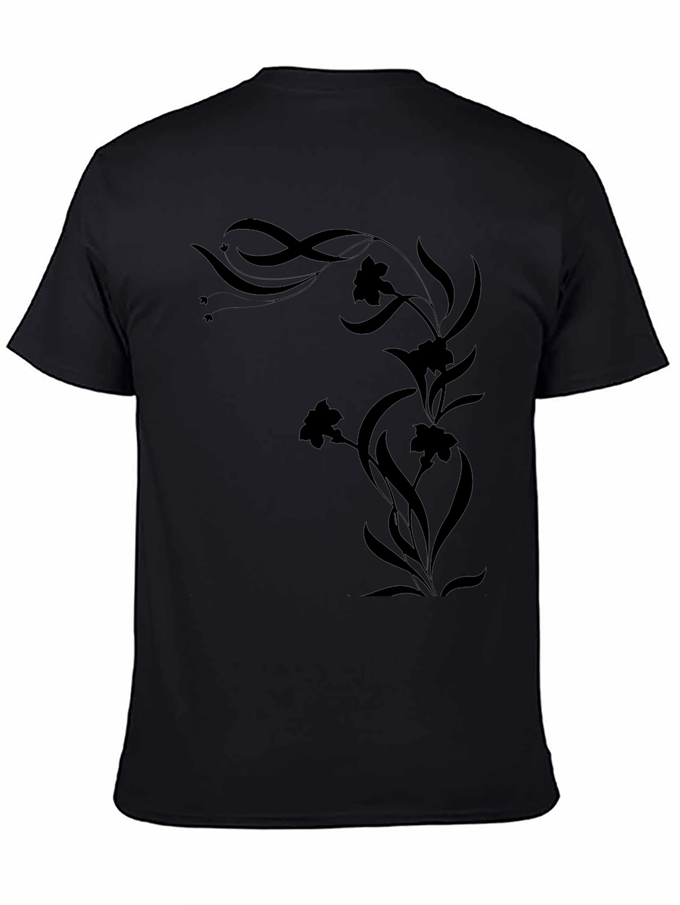 Elegant Black Floral Vine Graphic Tee