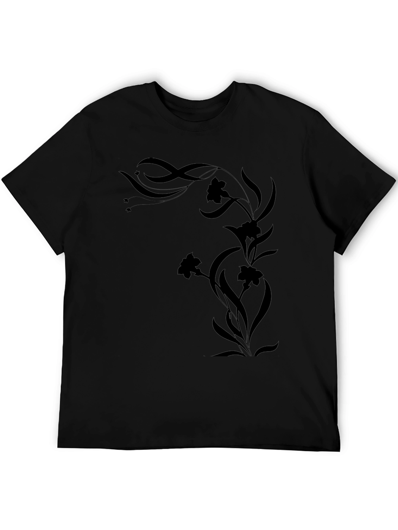 Elegant Black Floral Vine Graphic Tee