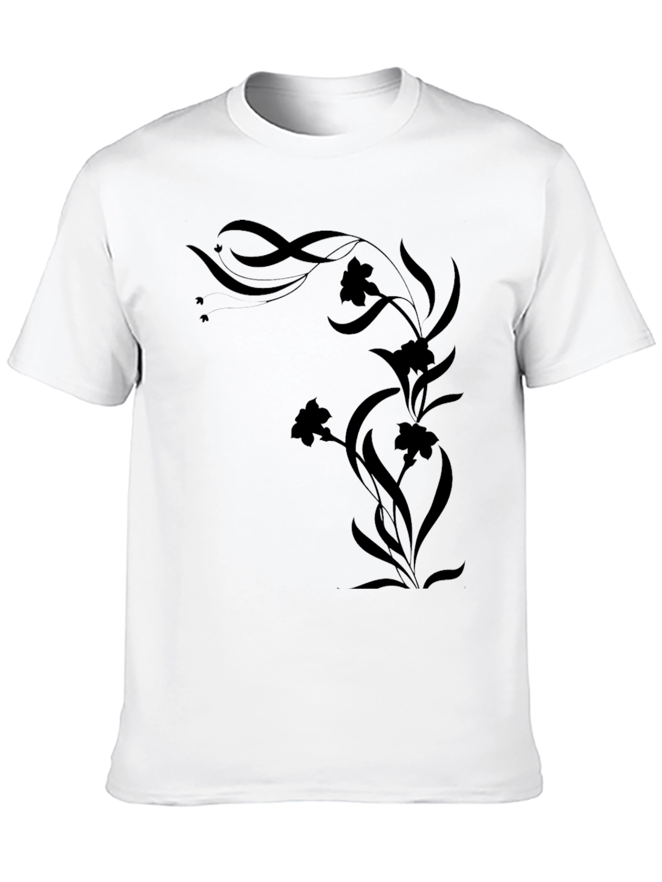 Elegant Black Floral Vine Graphic Tee
