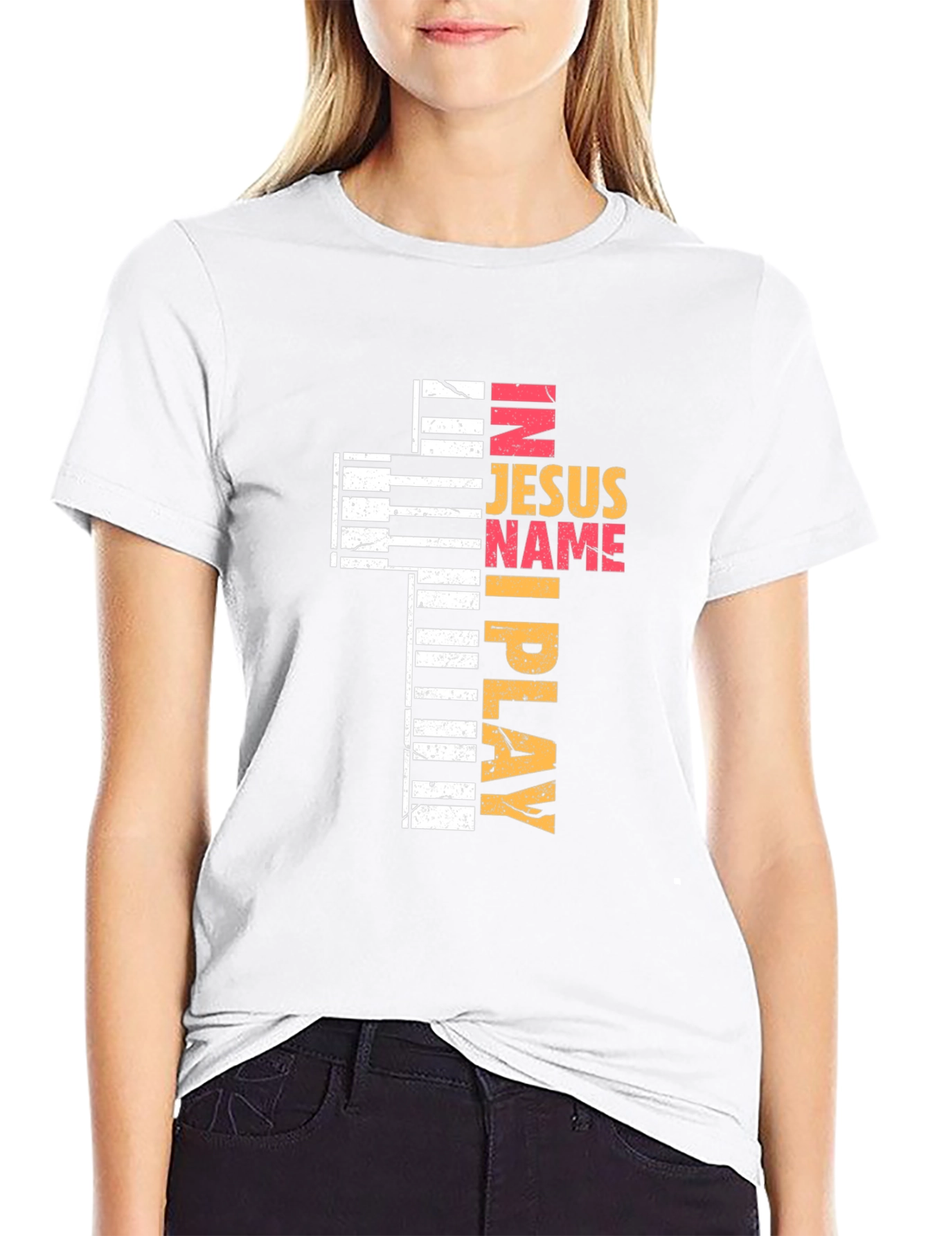 In Jesus Name I Play Black T-Shirt