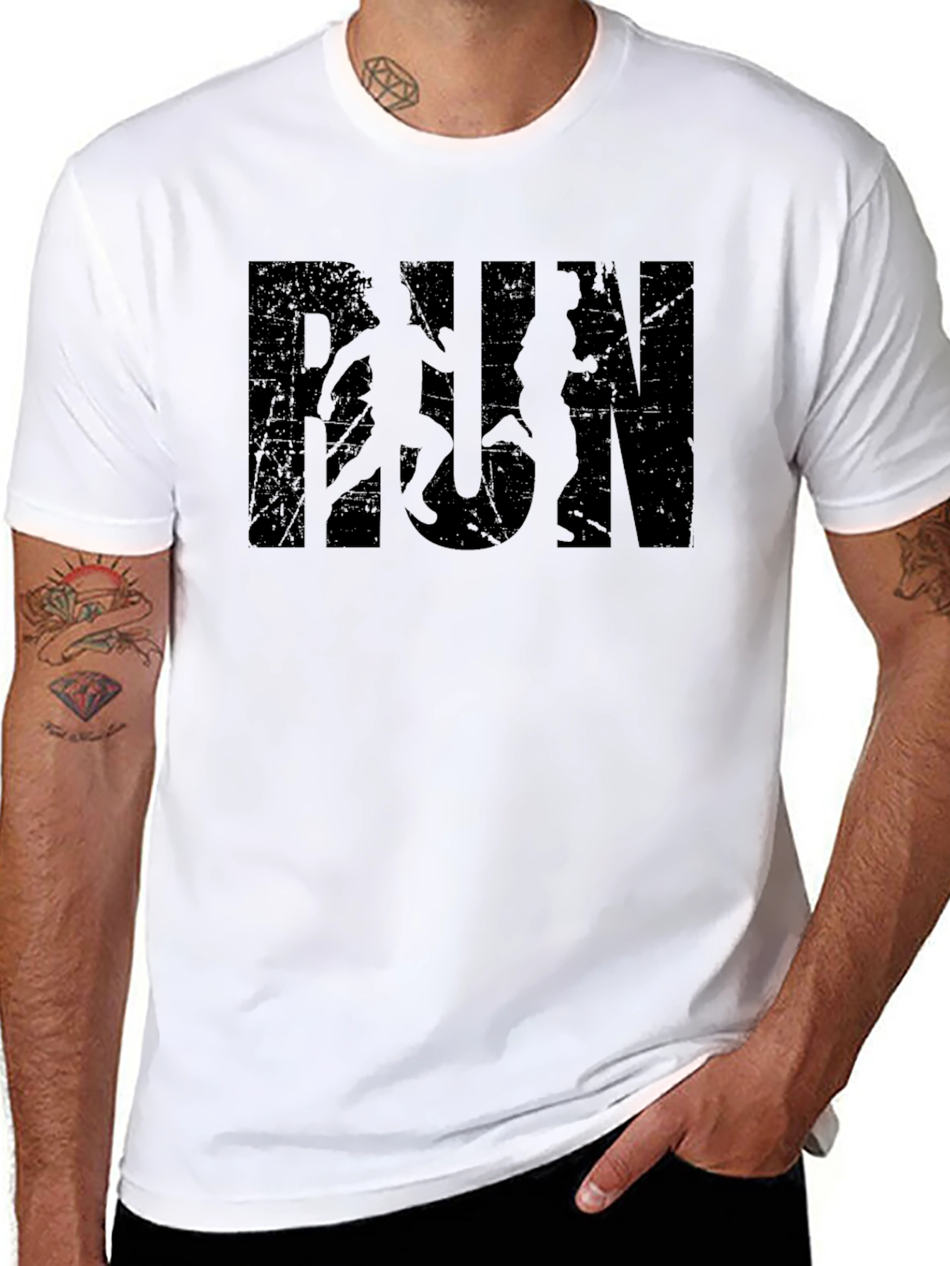 Black RUN Graphic Tee
