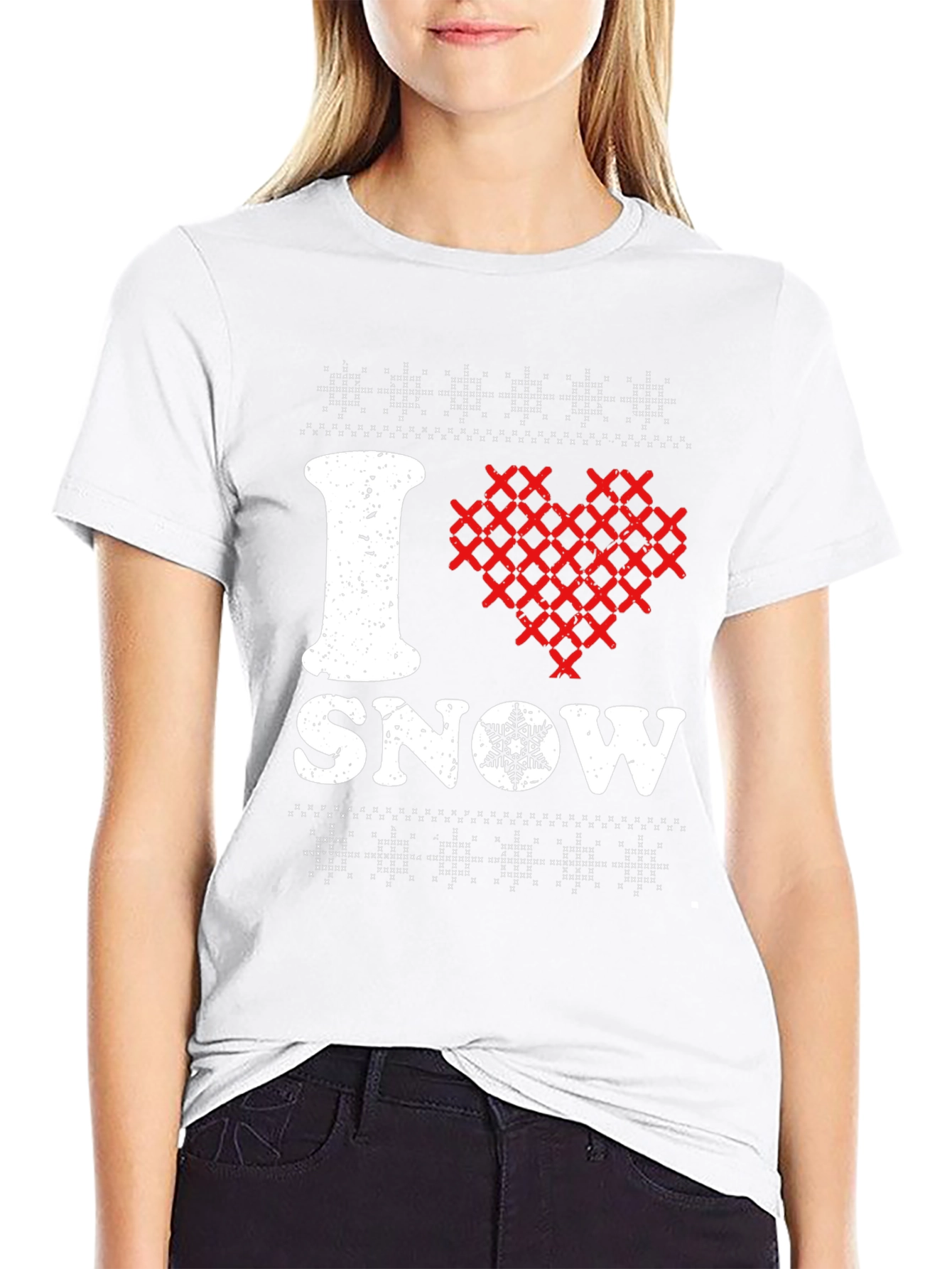 I Heart Snow Holiday Crew Neck T-Shirt
