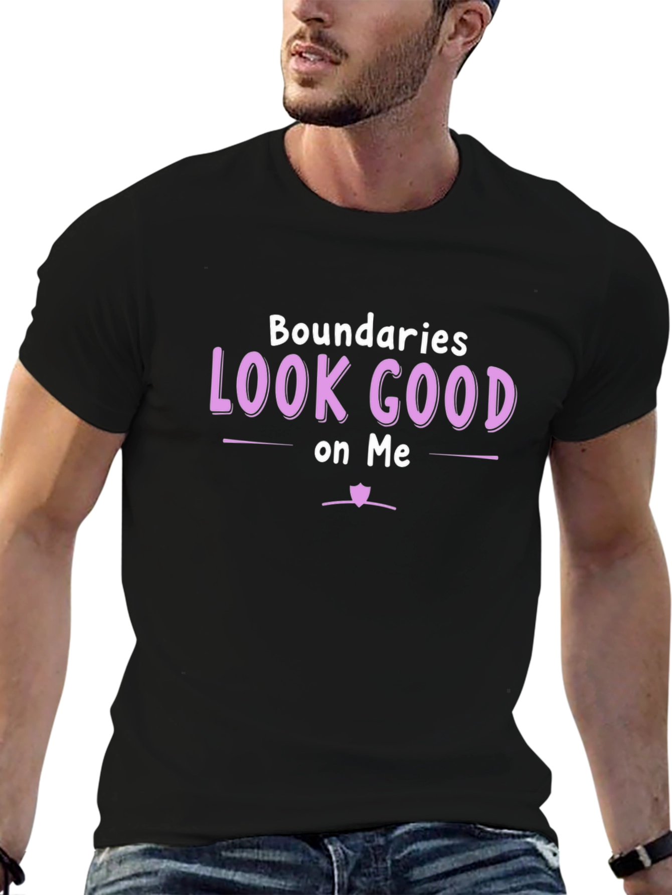 Boundaries Look Good on Me Black T-Shirt