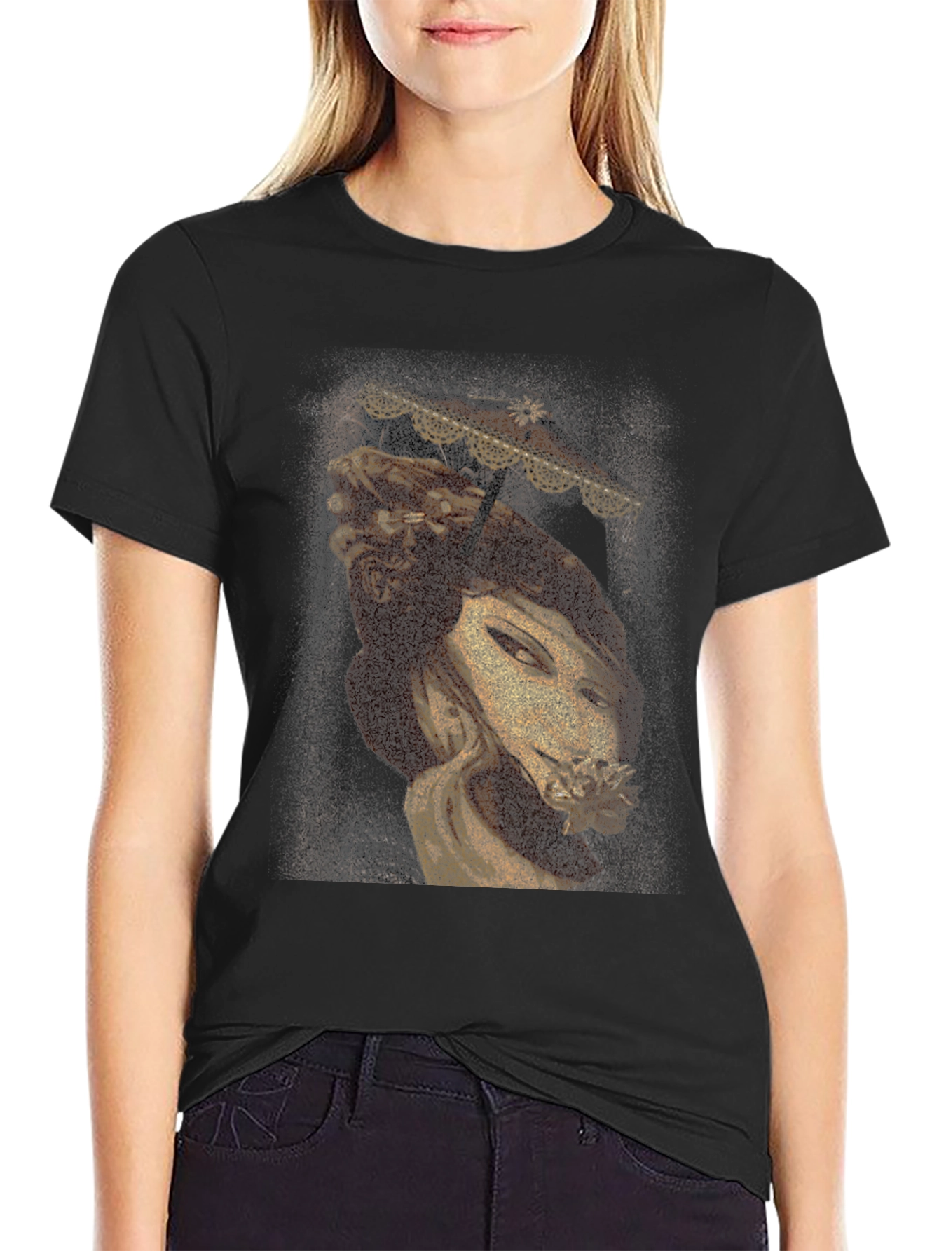 Golden Woman Graphic Tee - Unique Art Print