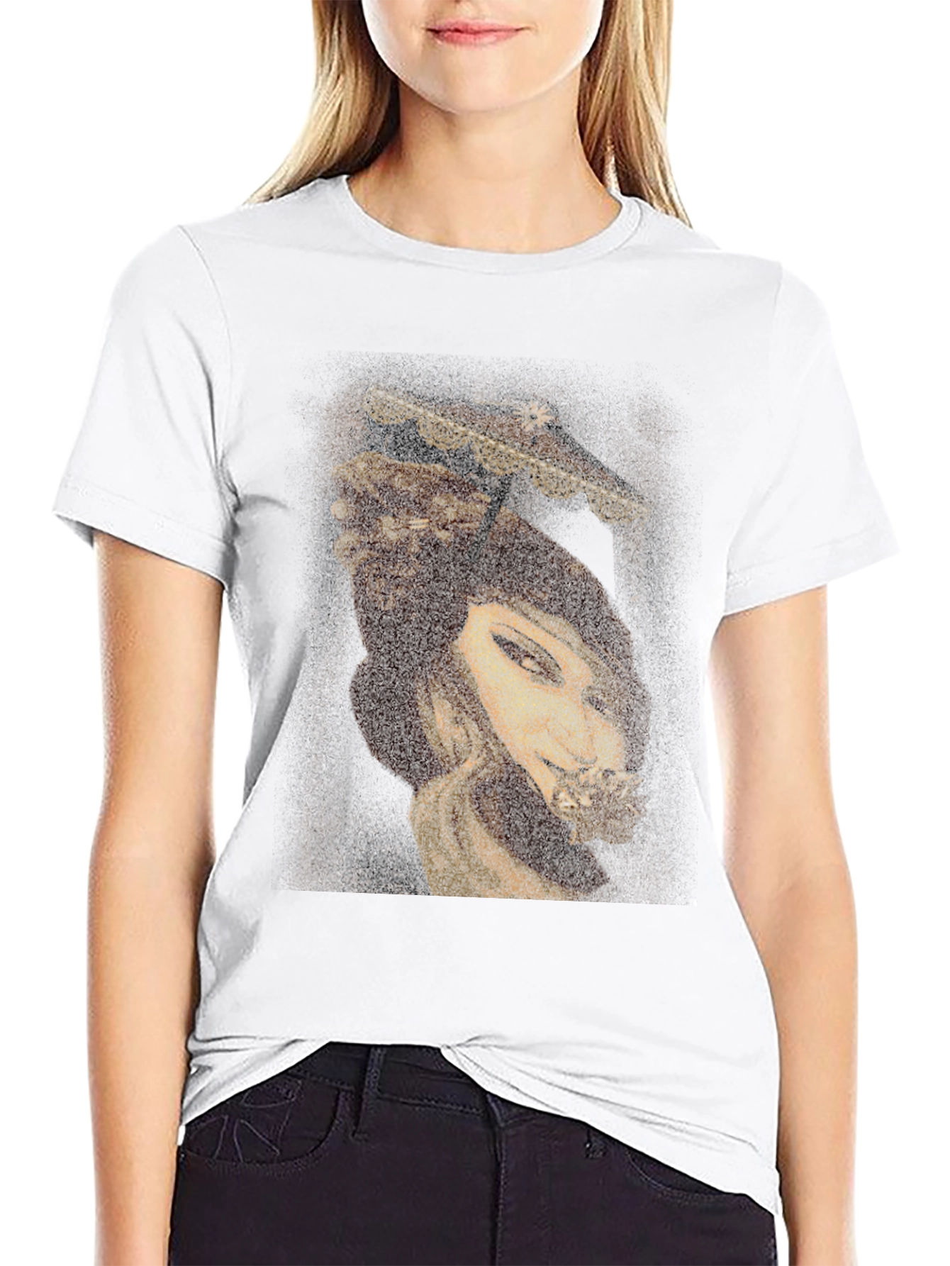 Golden Woman Graphic Tee - Unique Art Print