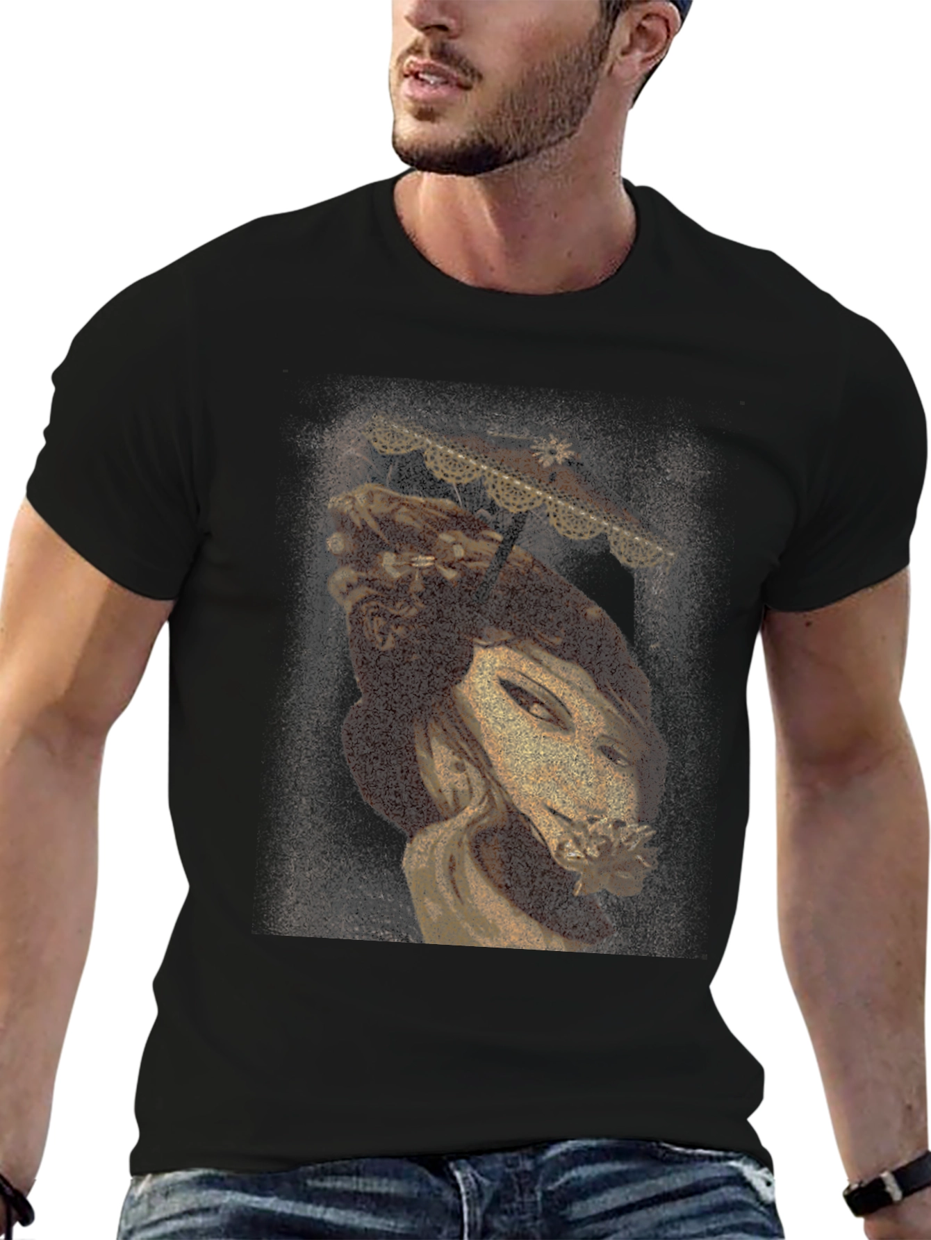 Golden Woman Graphic Tee - Unique Art Print
