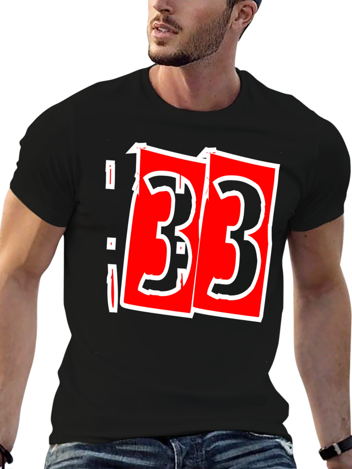 Bold 33 Graphic T-Shirt - Black Cotton Tee