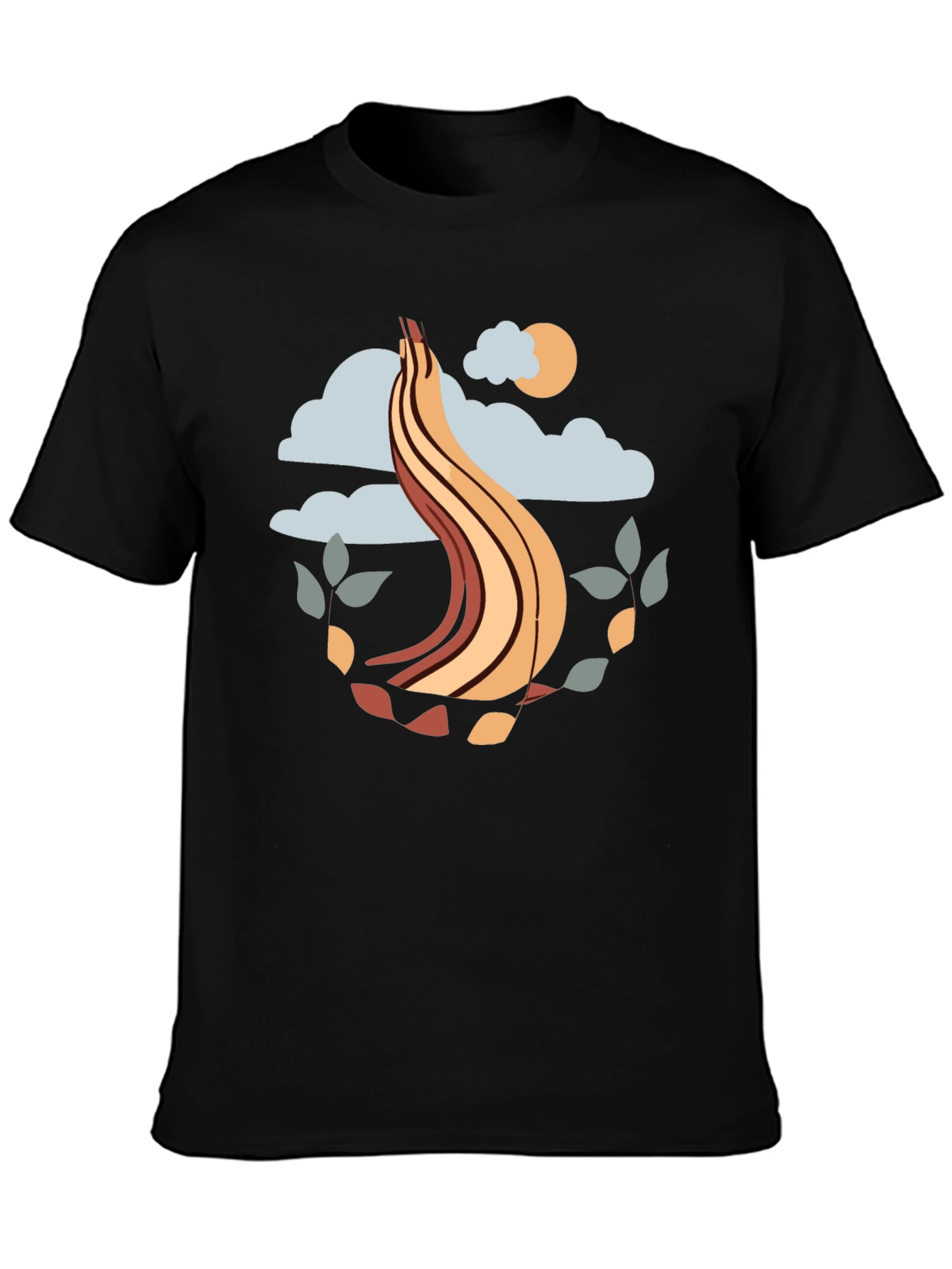 Abstract Nature Graphic Tee - Black