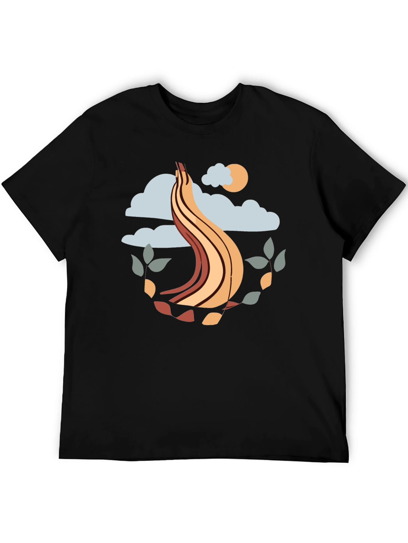 Abstract Nature Graphic Tee - Black