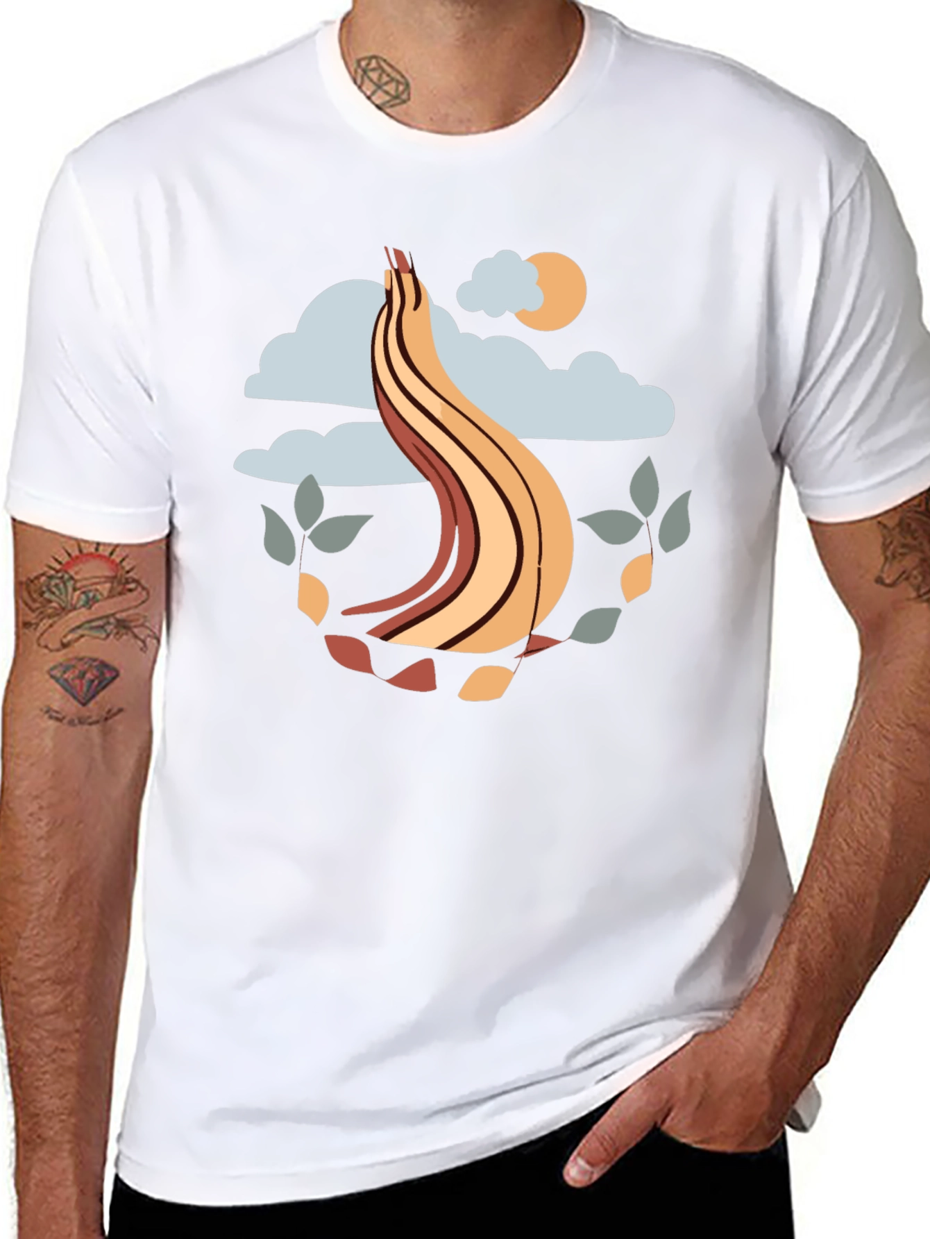 Abstract Nature Graphic Tee - Black